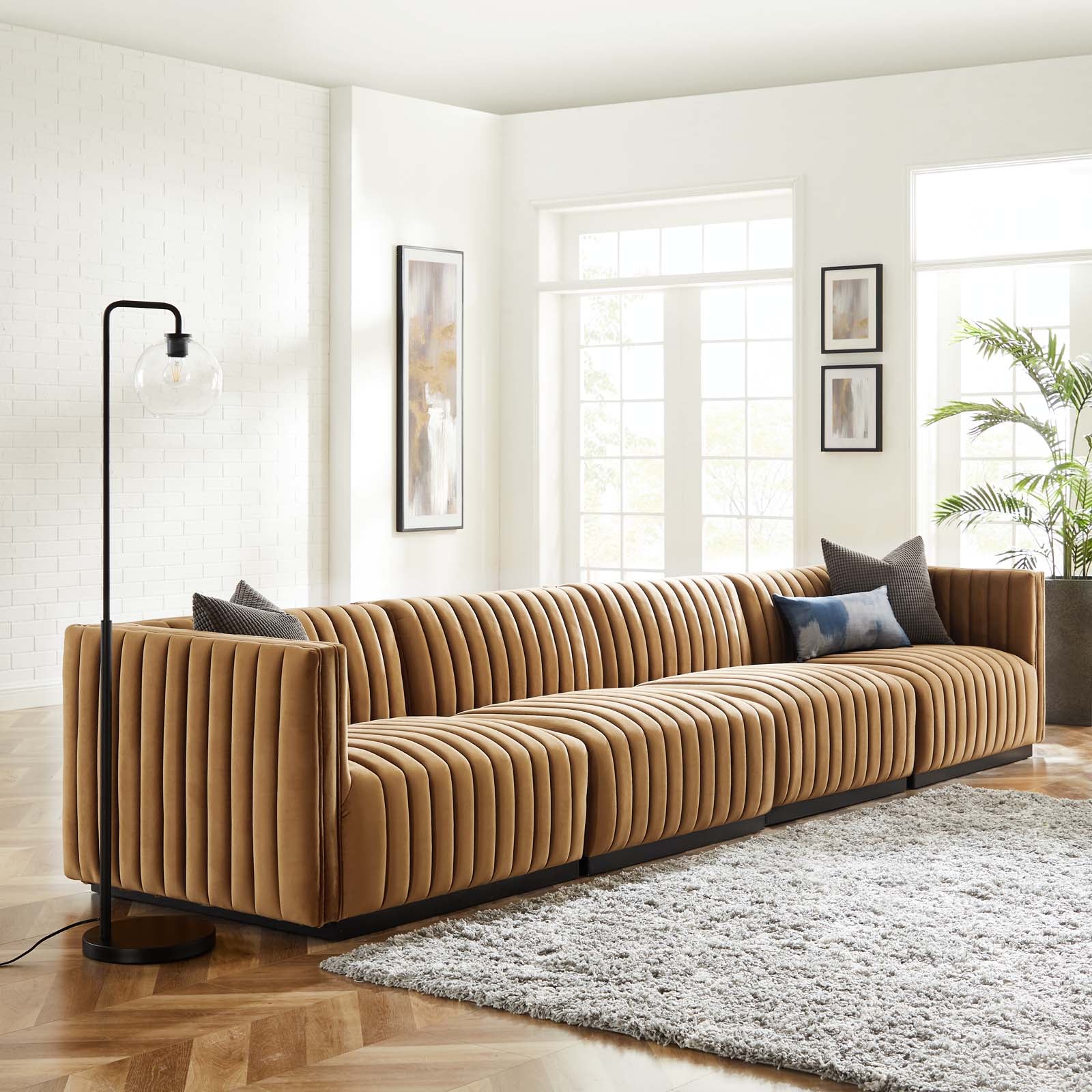 Conjure Channel Tufted Performance Velvet 4-Piece Sofa By Modway - EEI-5767 | Sofa Set