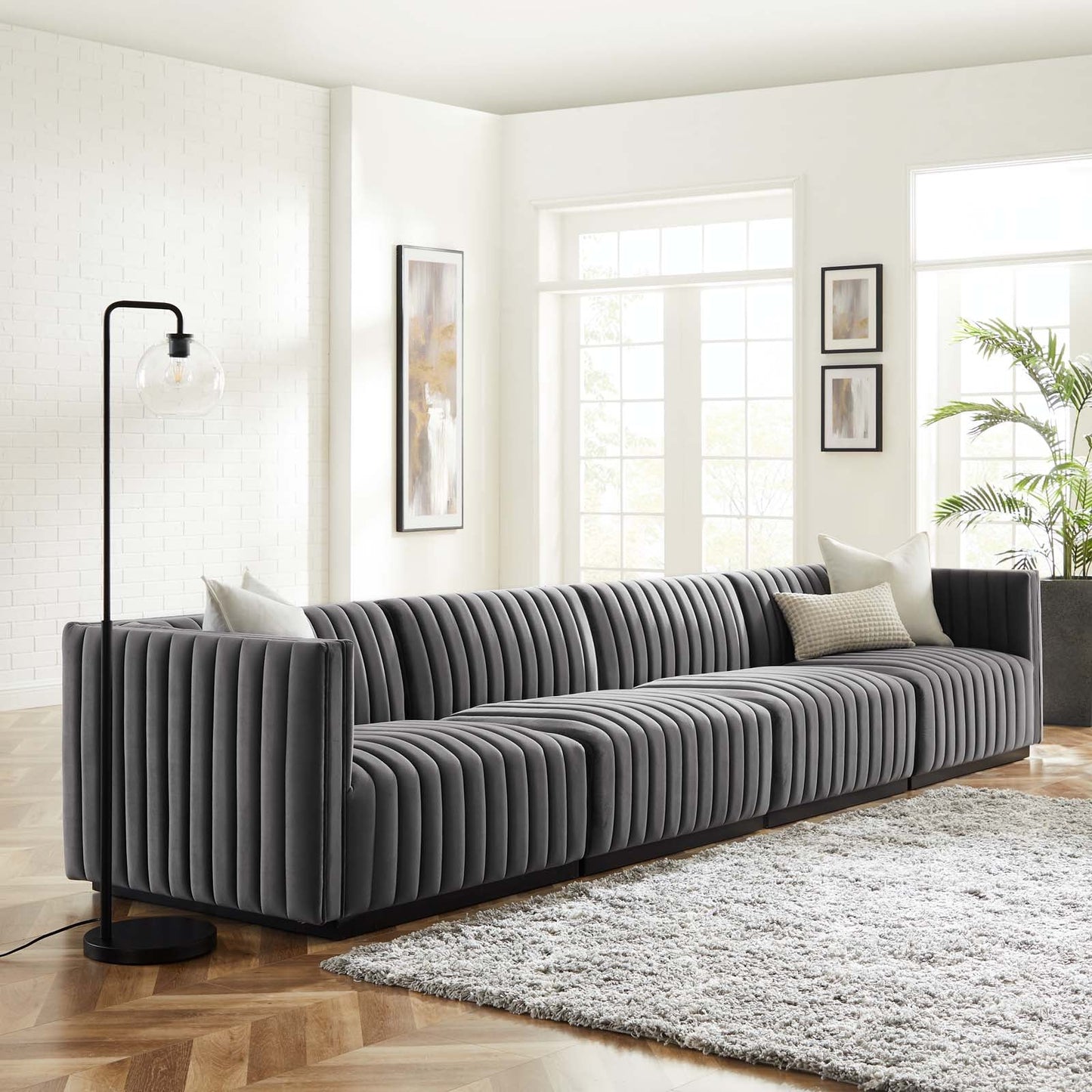 Conjure Channel Tufted Performance Velvet 4-Piece Sofa By Modway - EEI-5767 | Sofa Set - 32