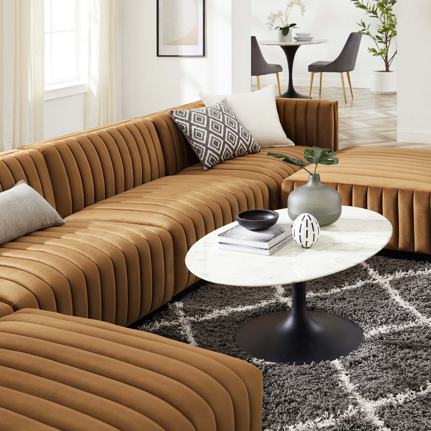 Conjure Channel Tufted Performance Velvet 6-Piece Sectional By Modway - EEI-5768 | Sofa Set - 9