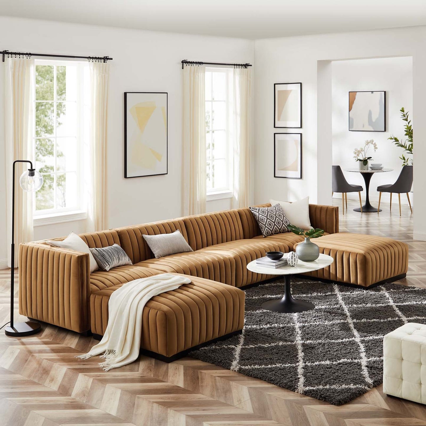 Conjure Channel Tufted Performance Velvet 6-Piece Sectional By Modway - EEI-5768 | Sofa Set