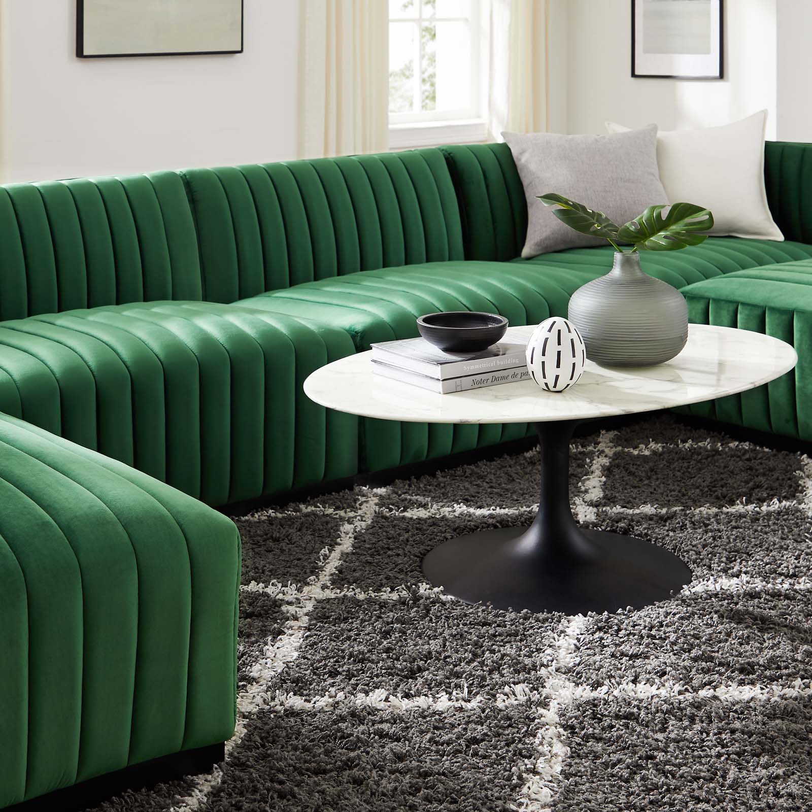 Conjure Channel Tufted Performance Velvet 6-Piece Sectional By Modway - EEI-5768 | Sofa Set - 24