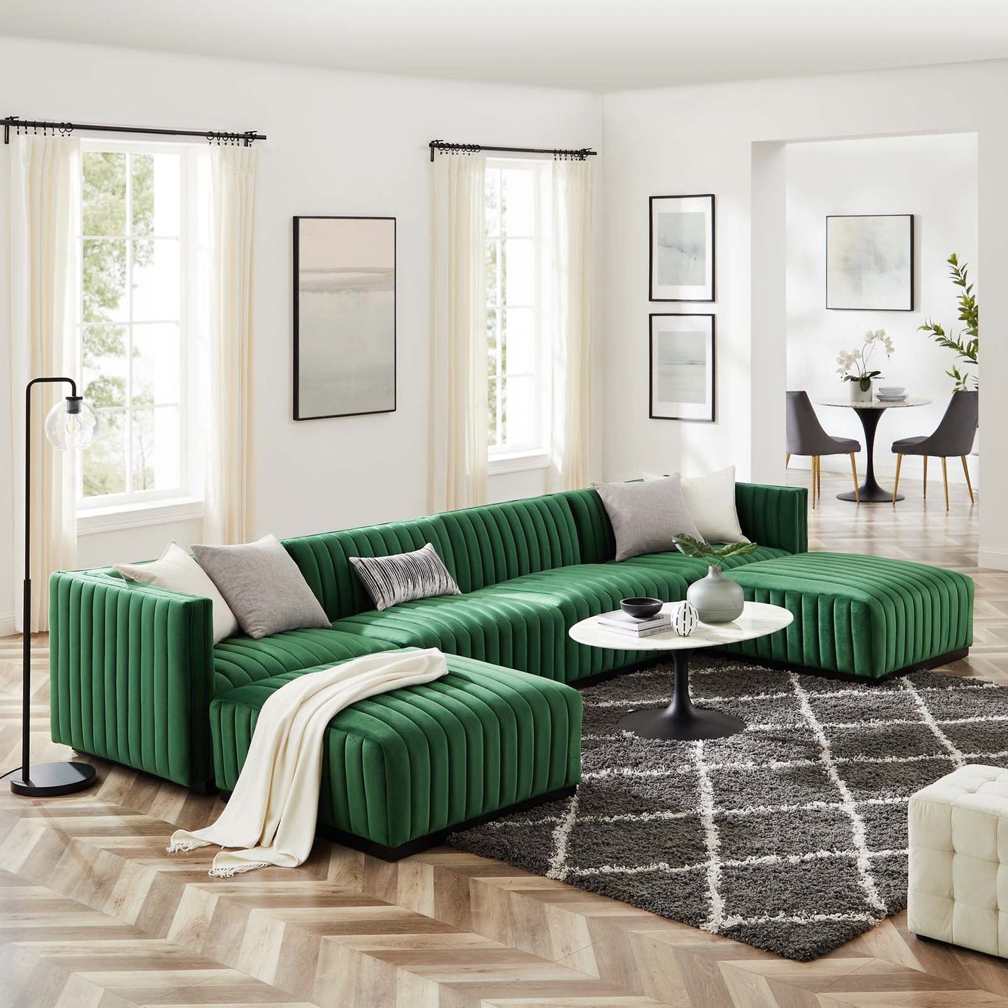 Conjure Channel Tufted Performance Velvet 6-Piece Sectional By Modway - EEI-5768 | Sofa Set - 25