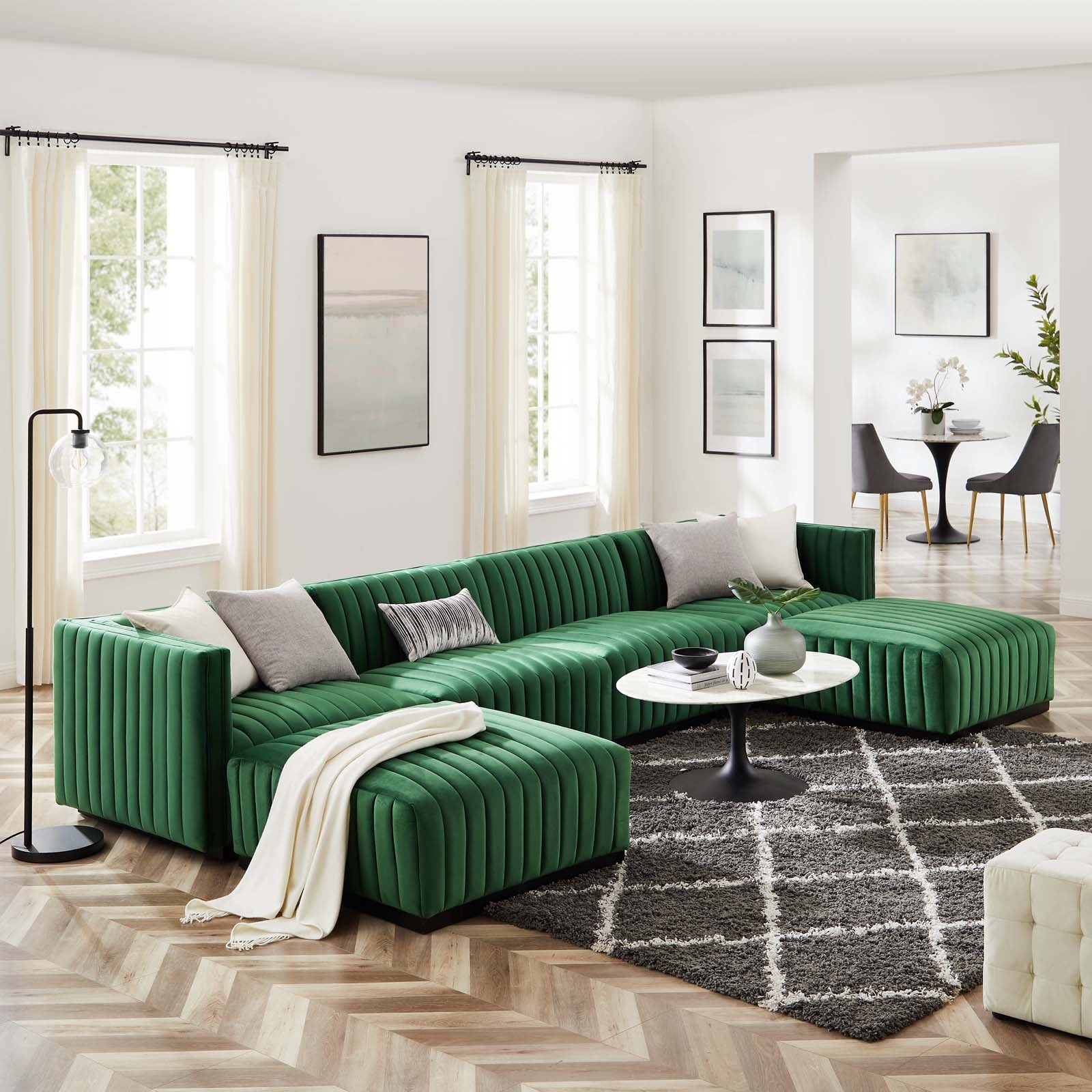 Conjure Channel Tufted Performance Velvet 6-Piece Sectional By Modway - EEI-5768 | Sofa Set - 25