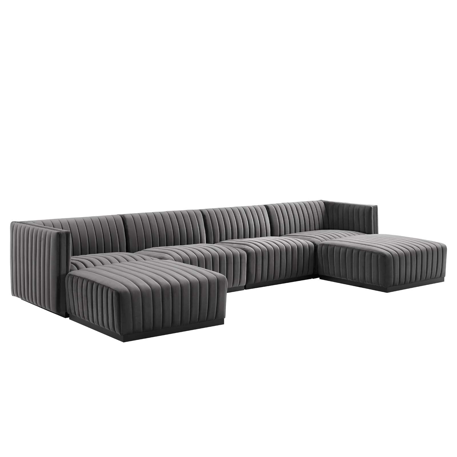 Conjure Channel Tufted Performance Velvet 6-Piece Sectional By Modway - EEI-5768 | Sofa Set - 33