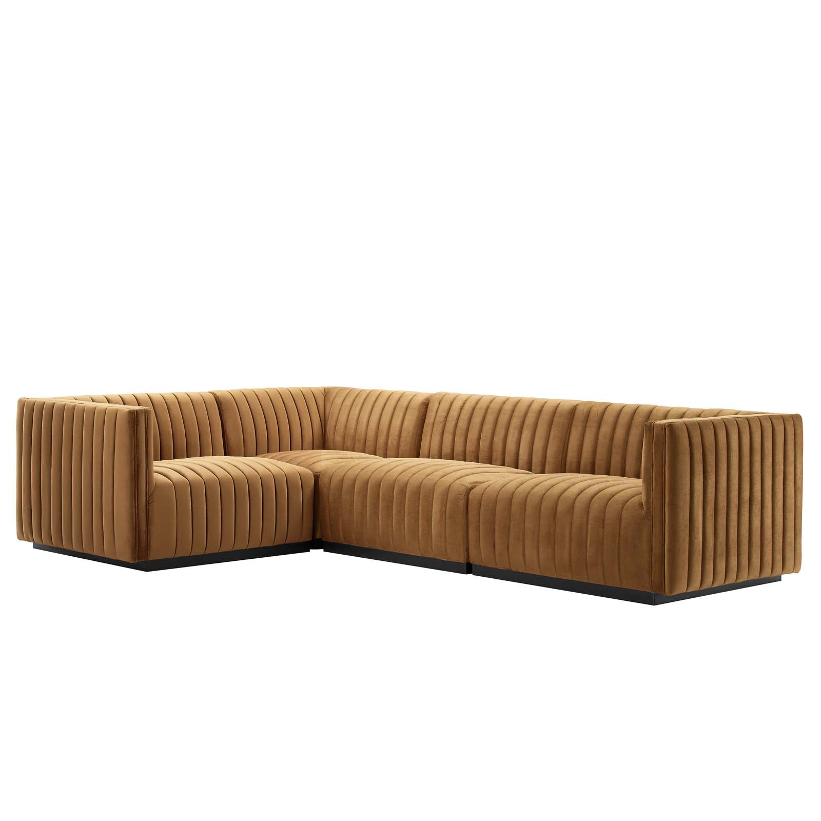 Conjure Channel Tufted Performance Velvet 4-Piece Sectional By Modway - EEI-5769 | Sectional