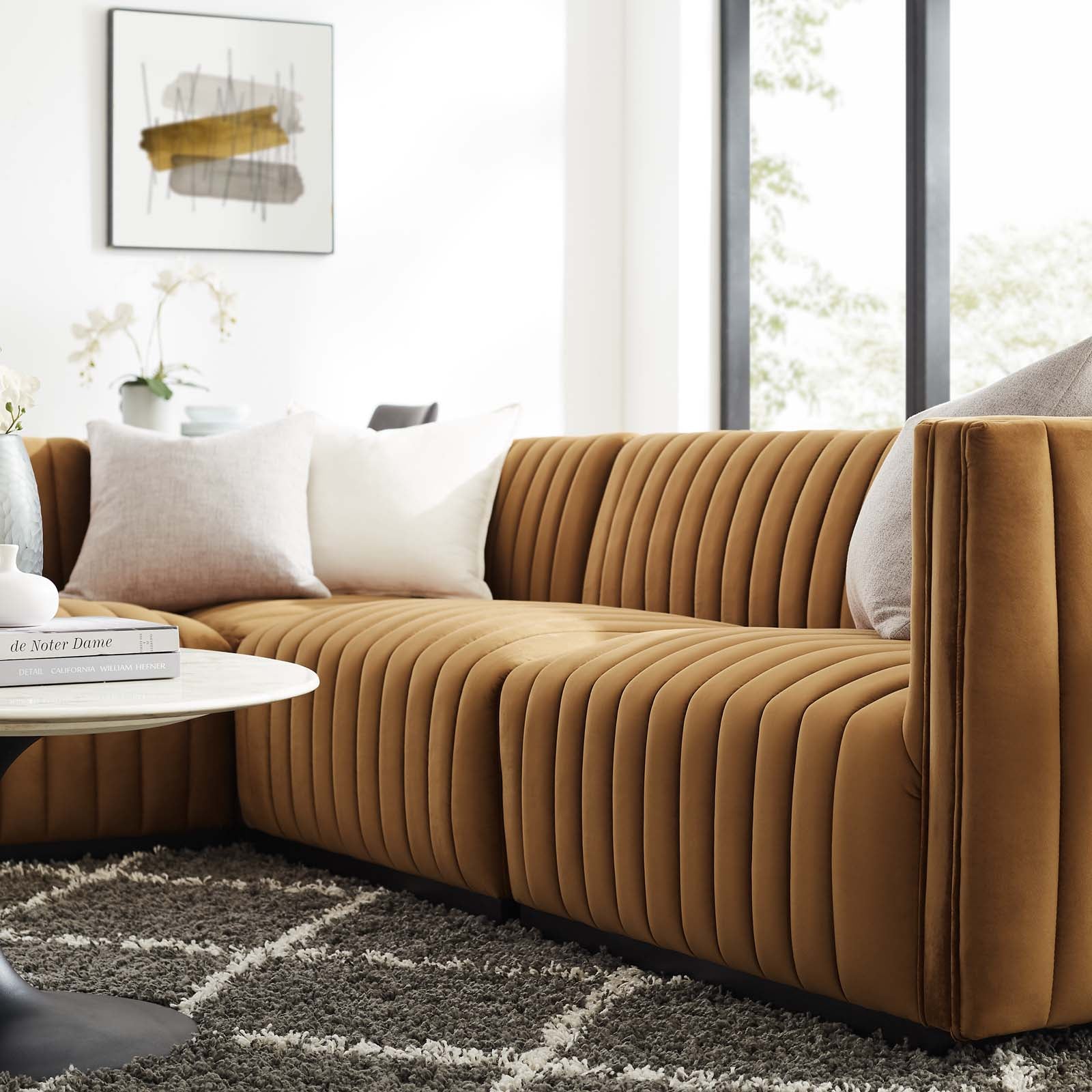 Conjure Channel Tufted Performance Velvet 4-Piece Sectional By Modway - EEI-5769 | Sectional - 8