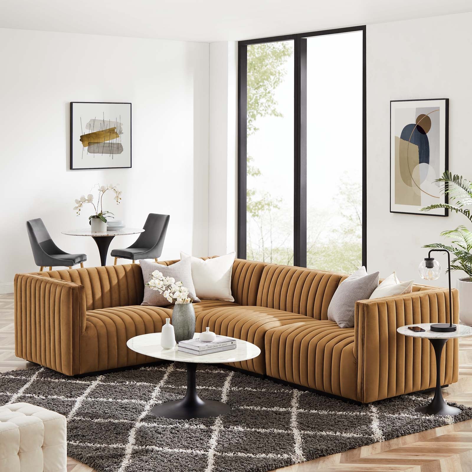 Conjure Channel Tufted Performance Velvet 4-Piece Sectional By Modway - EEI-5769 | Sectional - 9