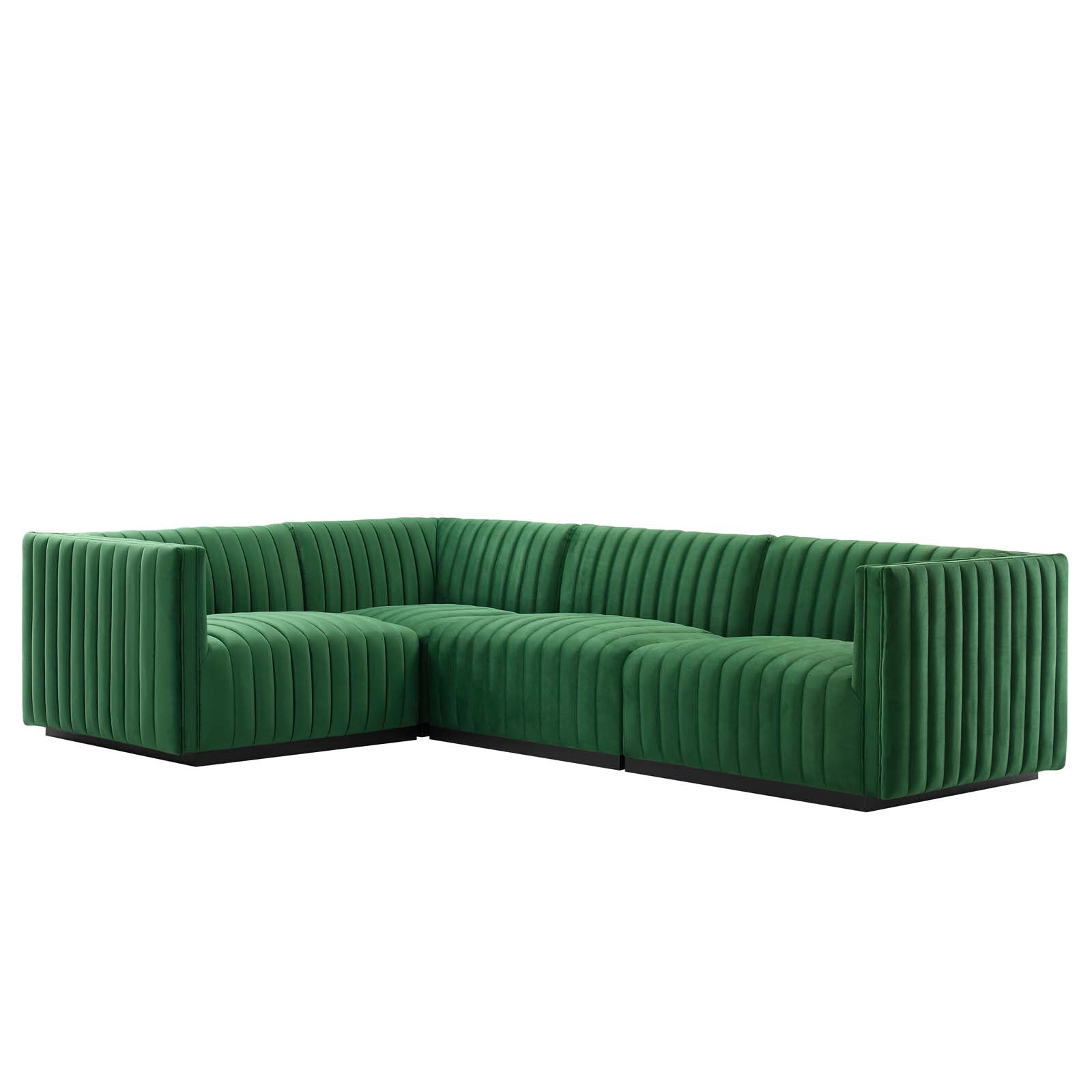 Conjure Channel Tufted Performance Velvet 4-Piece Sectional By Modway - EEI-5769 | Sectional - 17
