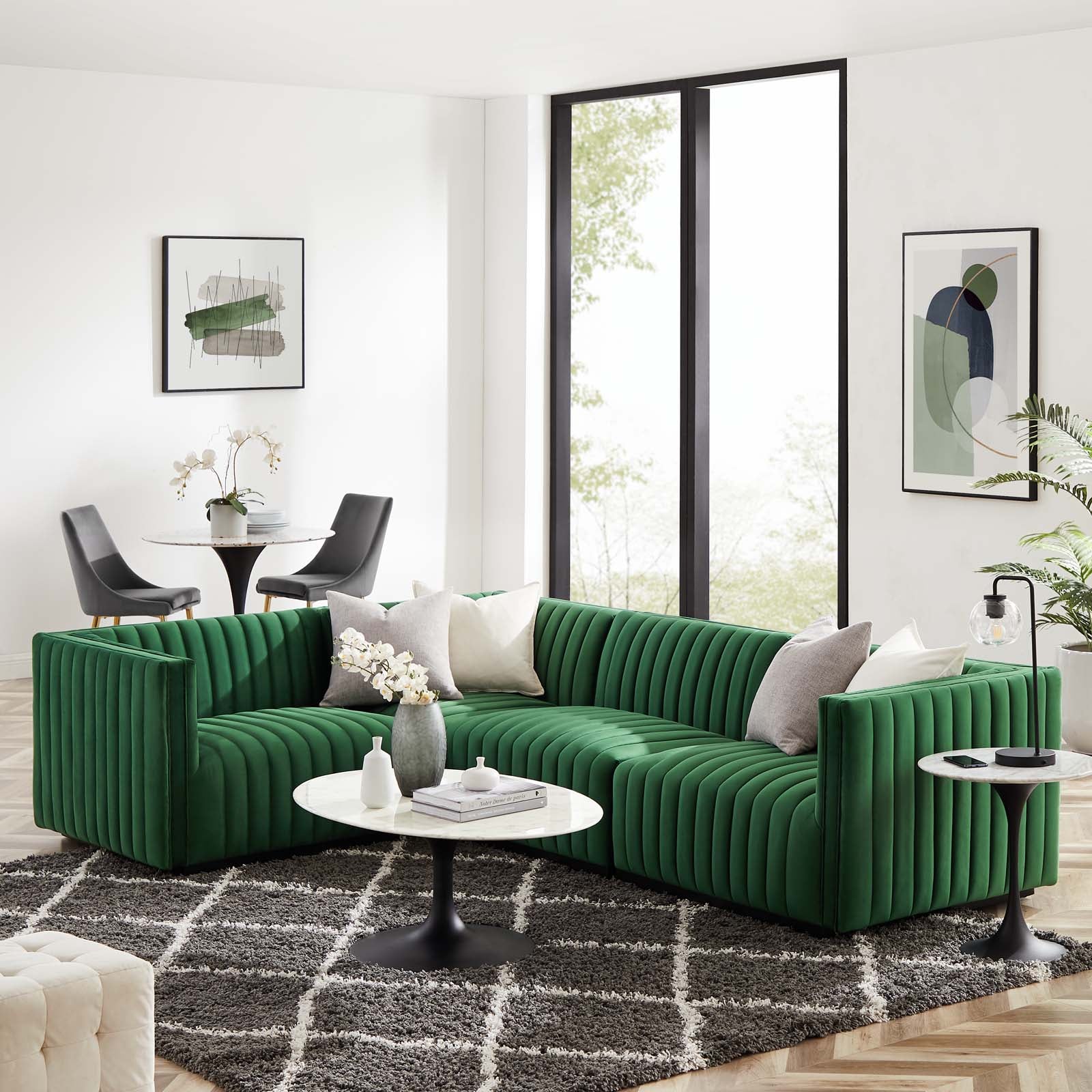 Conjure Channel Tufted Performance Velvet 4-Piece Sectional By Modway - EEI-5769 | Sectional - 25