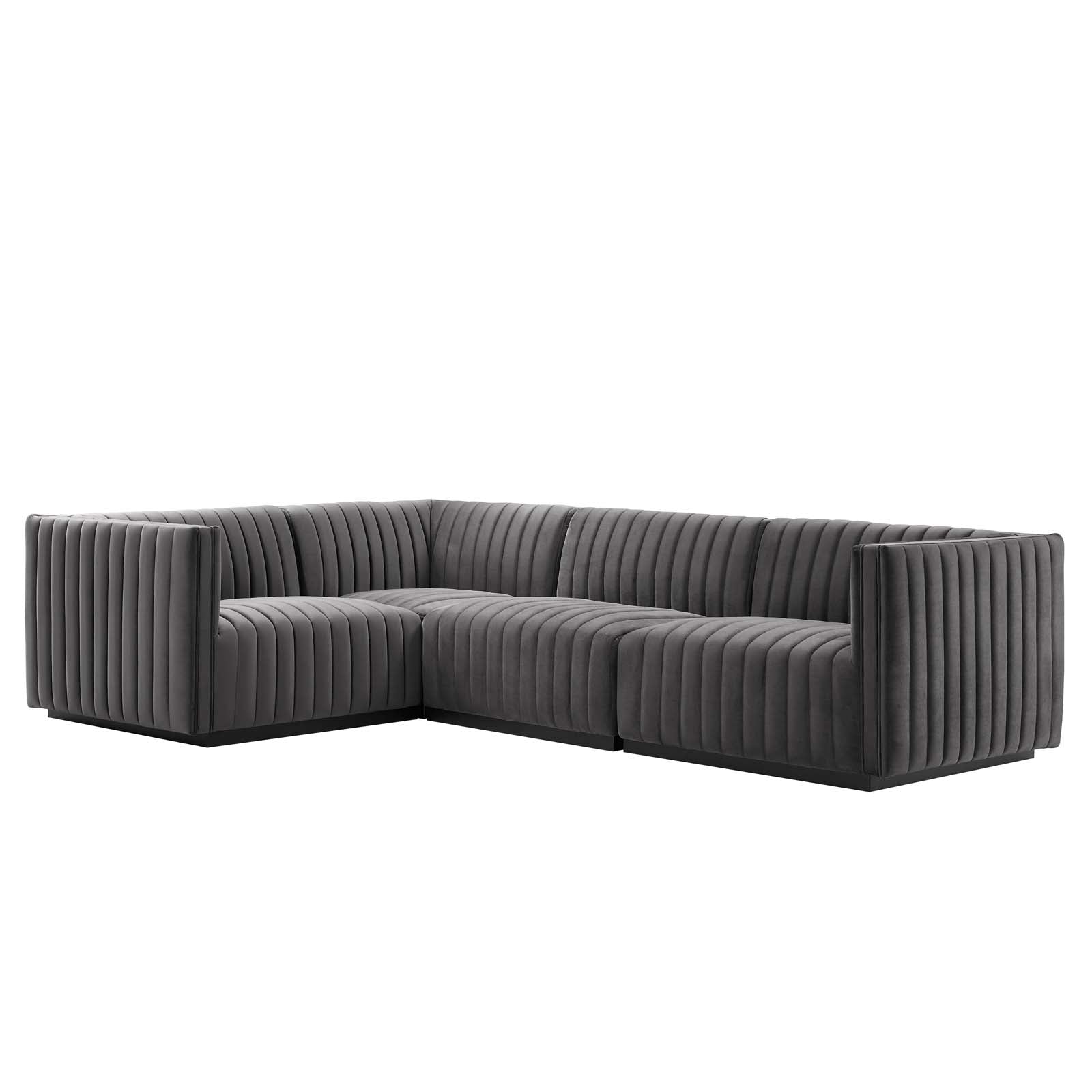 Conjure Channel Tufted Performance Velvet 4-Piece Sectional By Modway - EEI-5769 | Sectional - 33