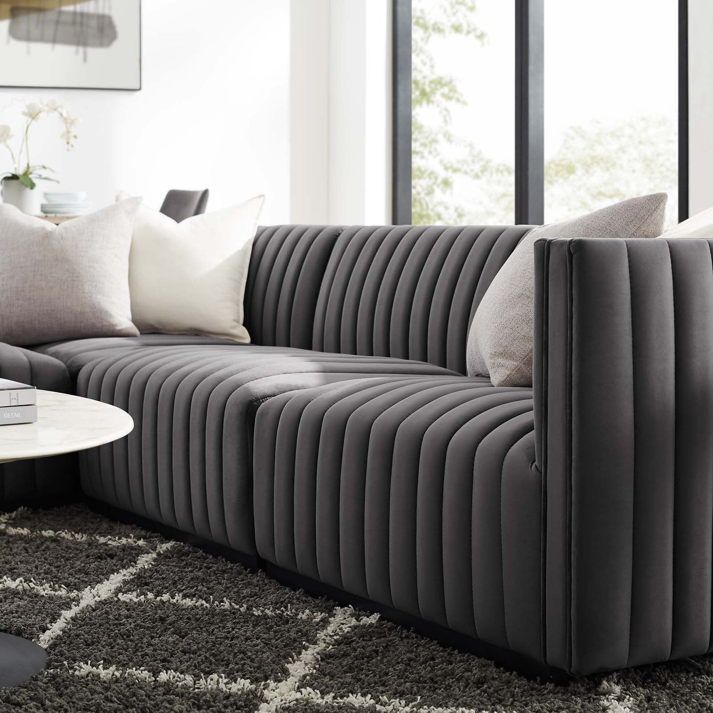 Conjure Channel Tufted Performance Velvet 4-Piece Sectional By Modway - EEI-5769 | Sectional - 40