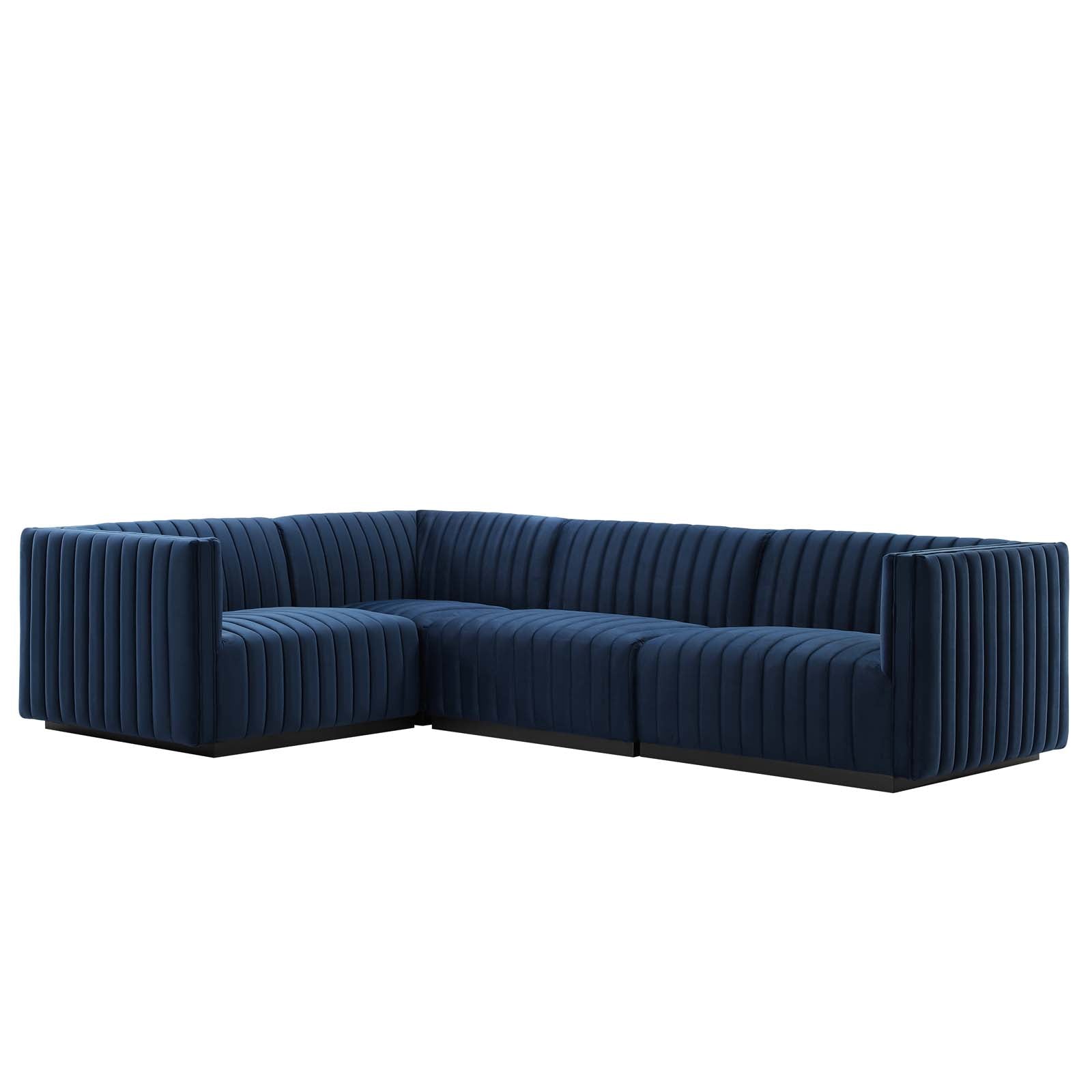 Conjure Channel Tufted Performance Velvet 4-Piece Sectional By Modway - EEI-5769 | Sectional - 49