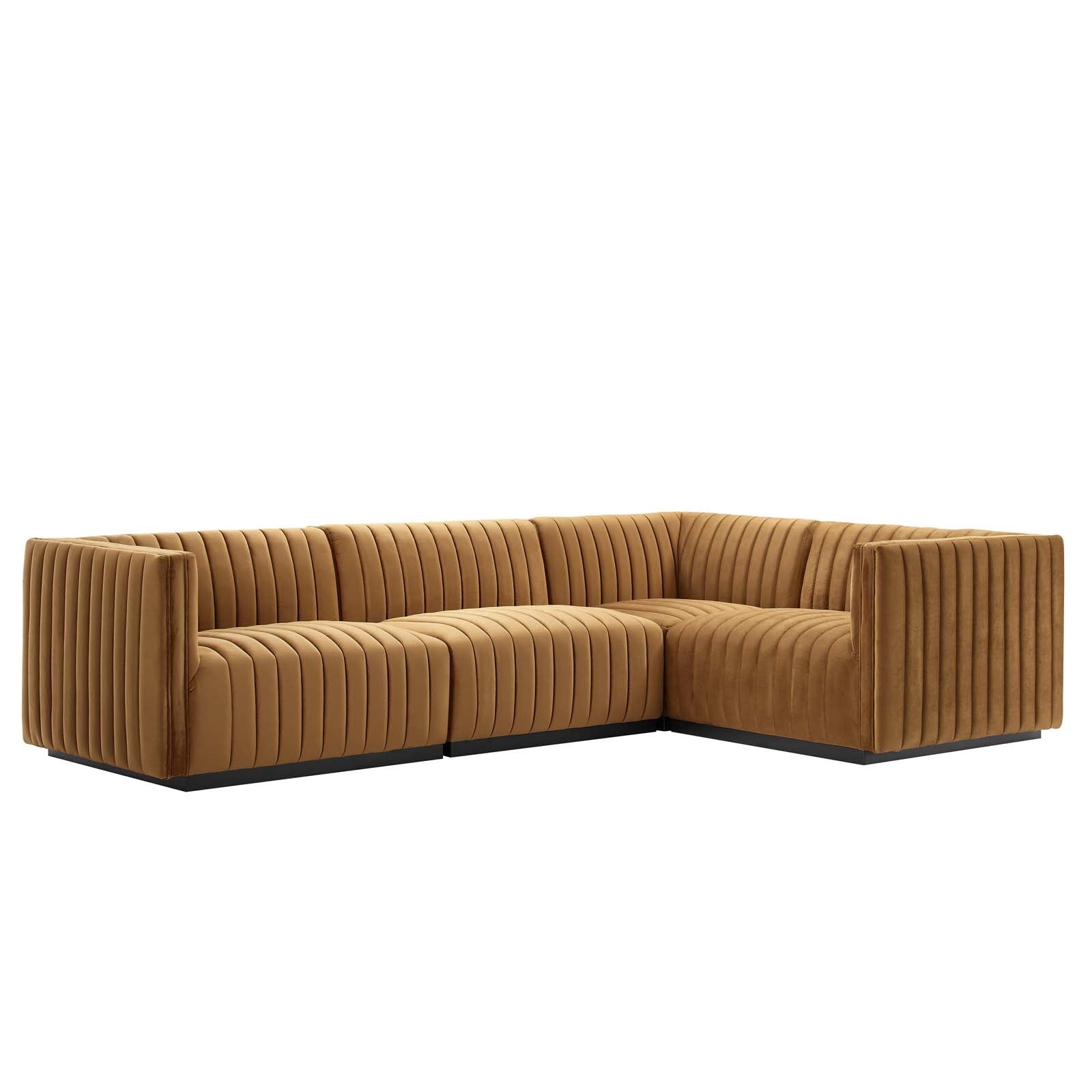 Conjure Channel Tufted Performance Velvet 4-Piece Sectional By Modway - EEI-5770 | Sectional - 2