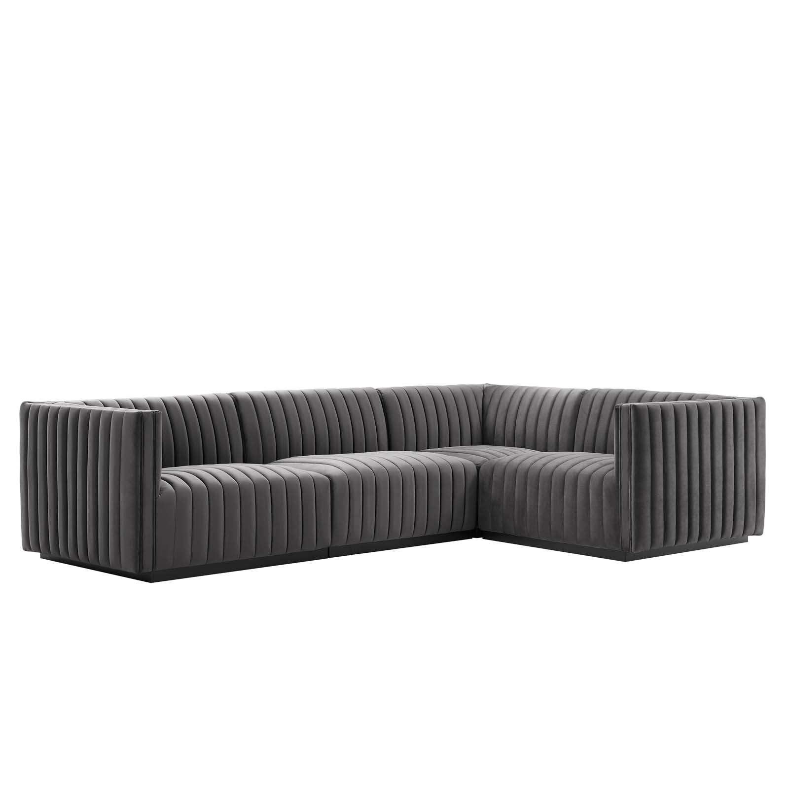 Conjure Channel Tufted Performance Velvet 4-Piece Sectional By Modway - EEI-5770 | Sectional - 33