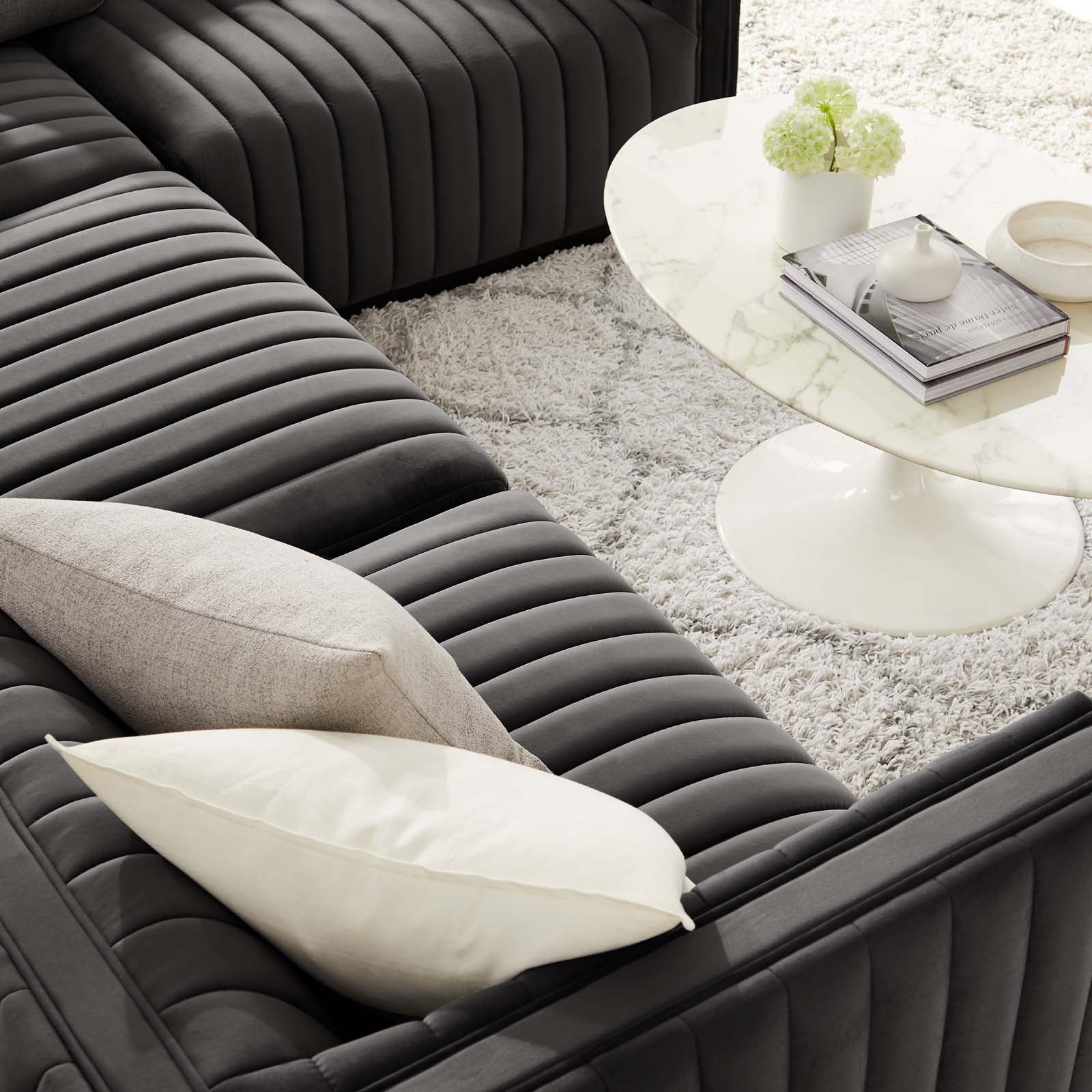 Conjure Channel Tufted Performance Velvet 4-Piece Sectional By Modway - EEI-5770 | Sectional - 40