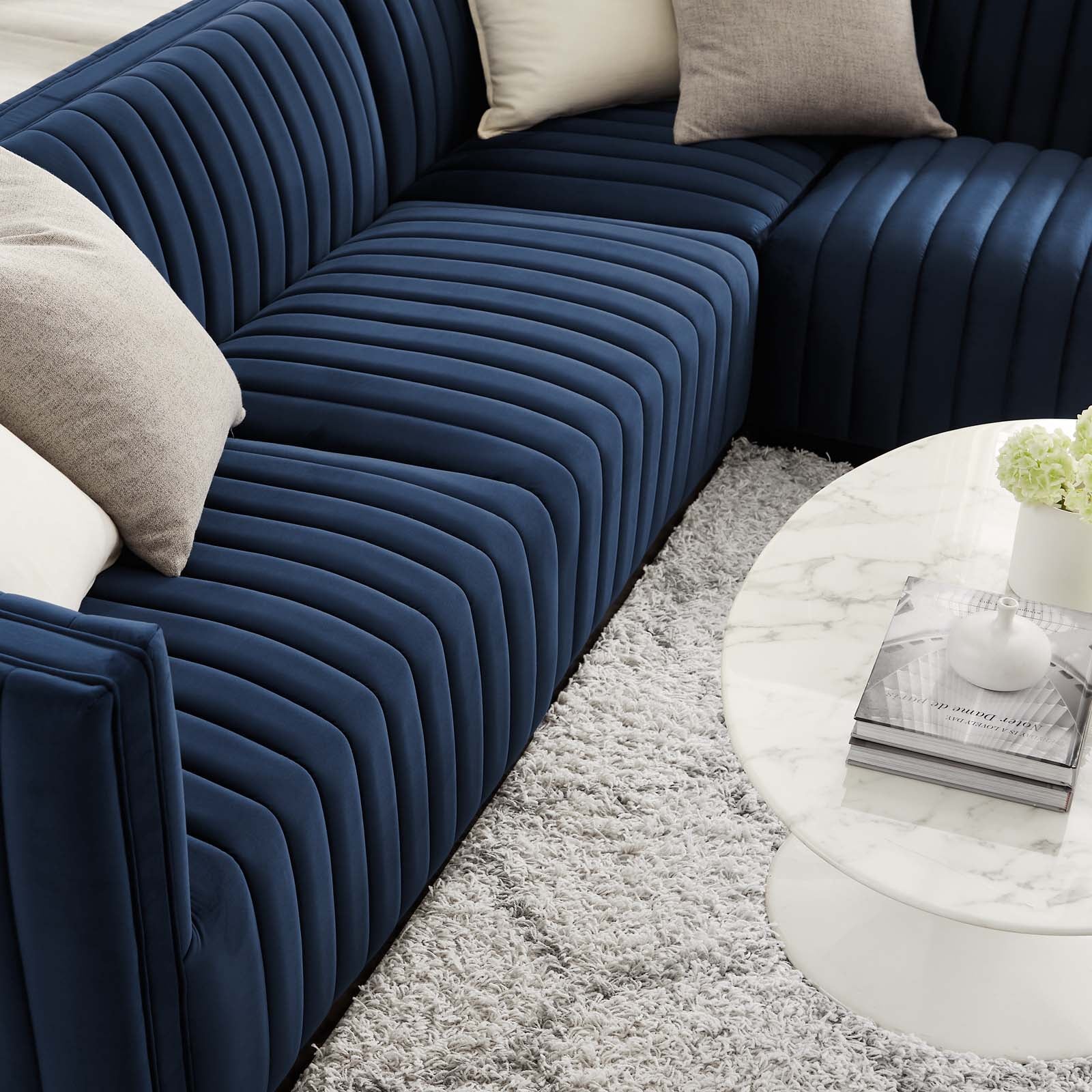 Conjure Channel Tufted Performance Velvet 4-Piece Sectional By Modway - EEI-5770 | Sectional - 56