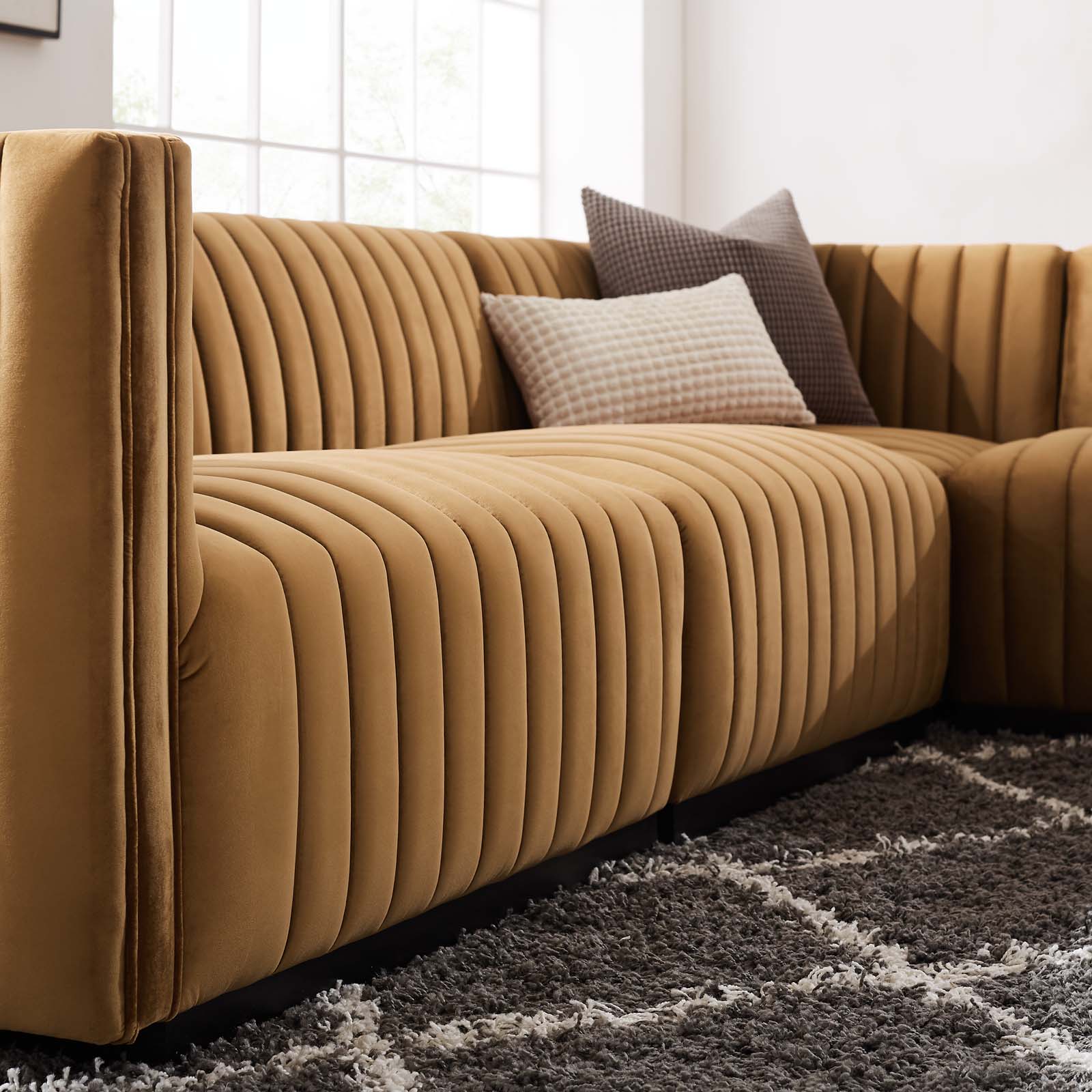 Conjure Channel Tufted Performance Velvet 5-Piece Sectional By Modway - EEI-5771 | Sectional - 9