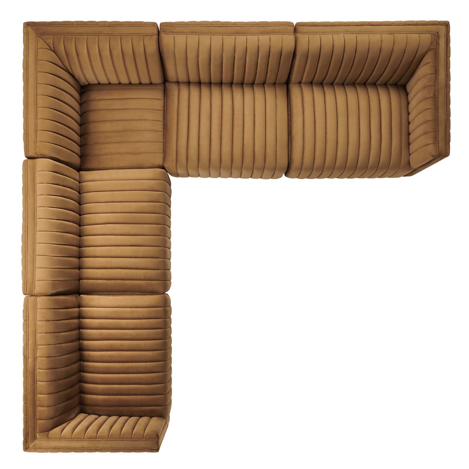 Conjure Channel Tufted Performance Velvet 5-Piece Sectional By Modway - EEI-5771 | Sectional - 10