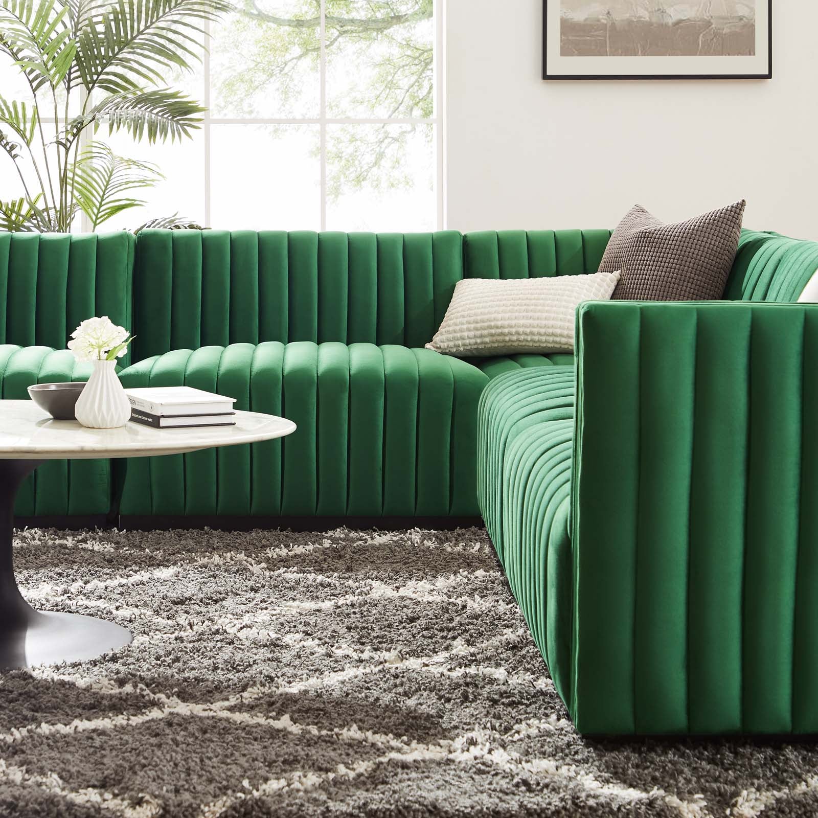 Conjure Channel Tufted Performance Velvet 5-Piece Sectional By Modway - EEI-5771 | Sectional - 24