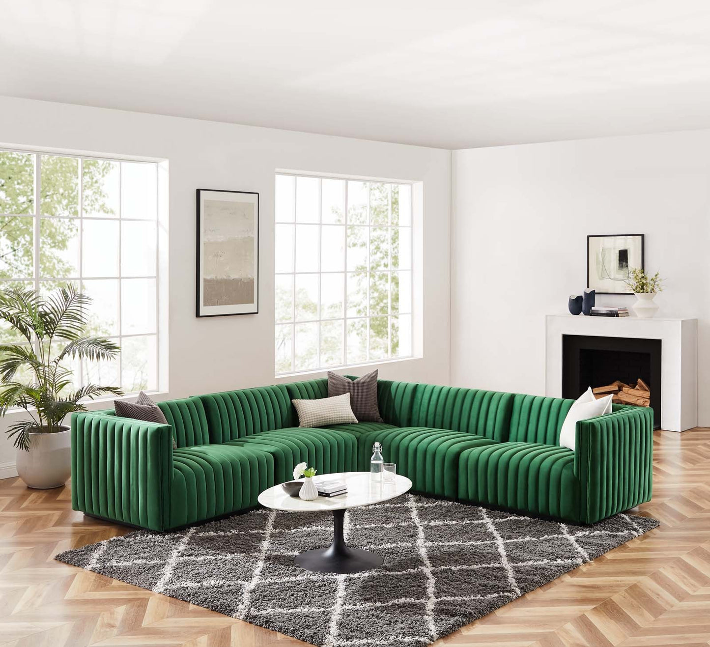 Conjure Channel Tufted Performance Velvet 5-Piece Sectional By Modway - EEI-5771 | Sectional - 25