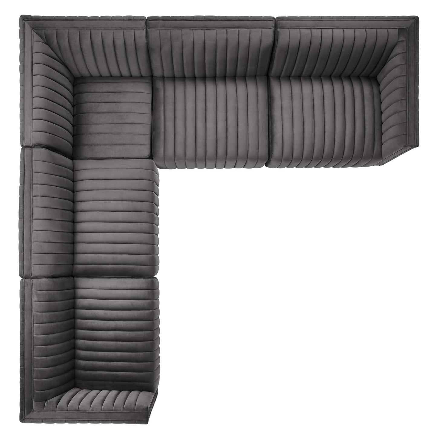 Conjure Channel Tufted Performance Velvet 5-Piece Sectional By Modway - EEI-5771 | Sectional - 42