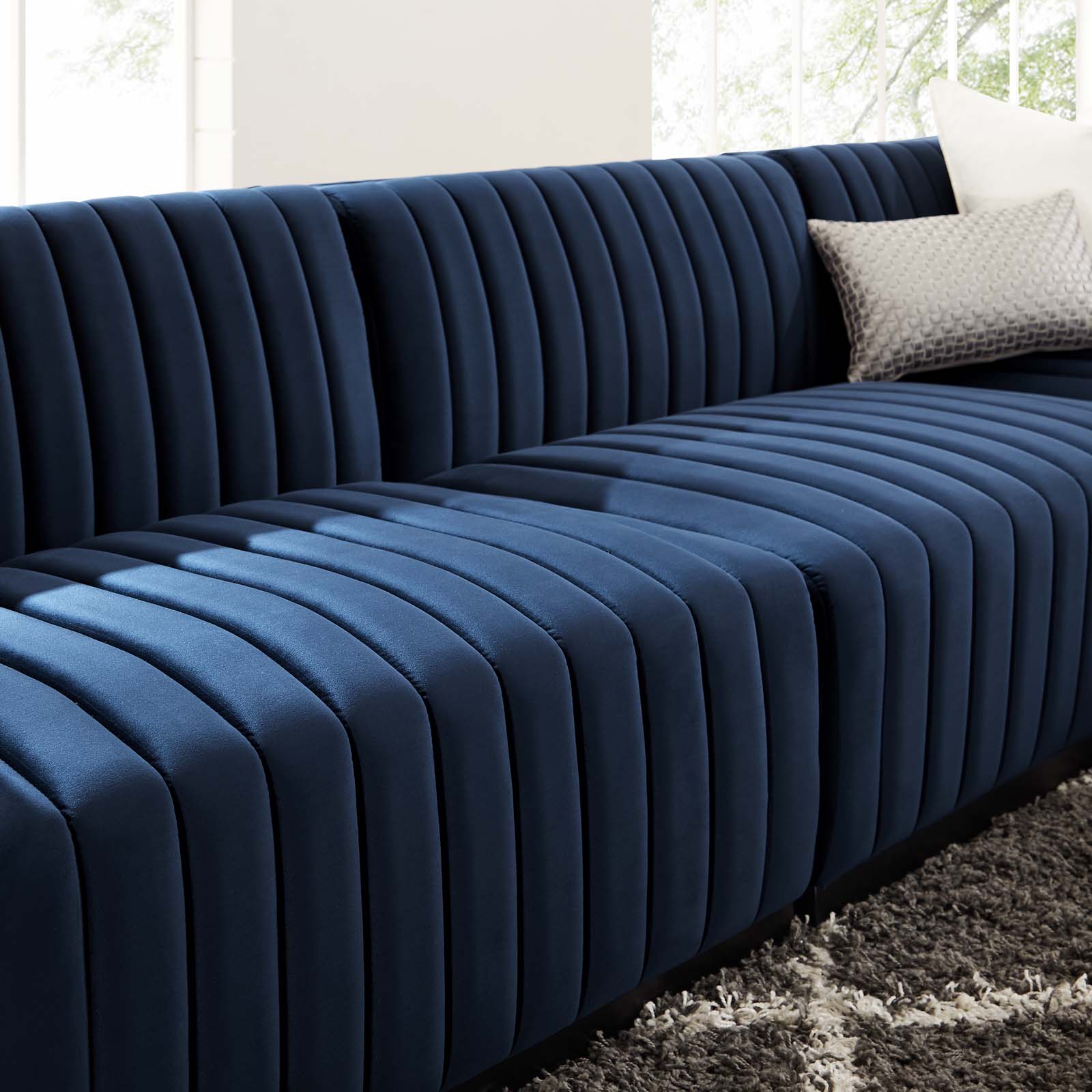 Conjure Channel Tufted Performance Velvet 5-Piece Sectional By Modway - EEI-5771 | Sectional - 56