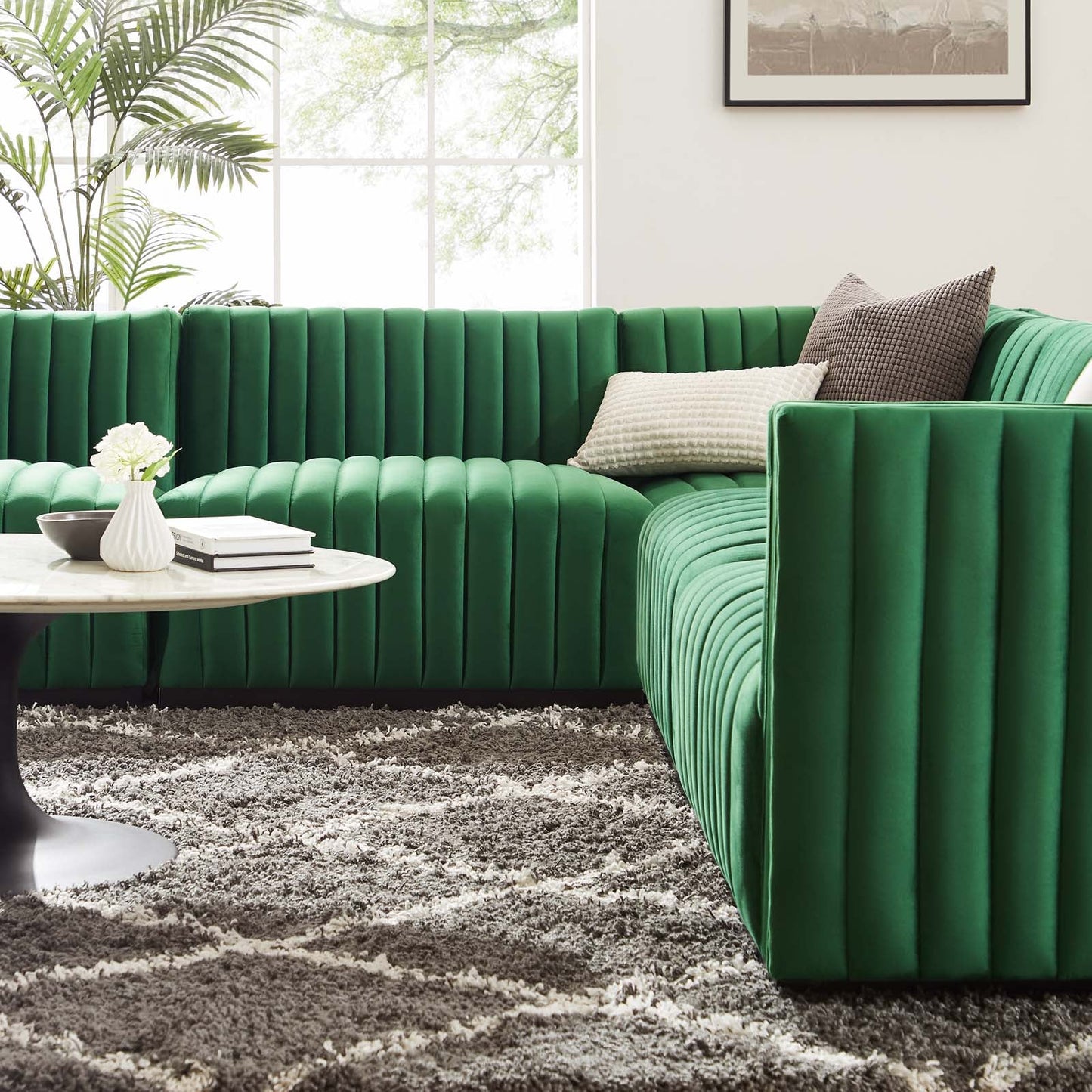 Conjure Channel Tufted Performance Velvet 5-Piece Sectional By Modway - EEI-5772 | Sectional - 24