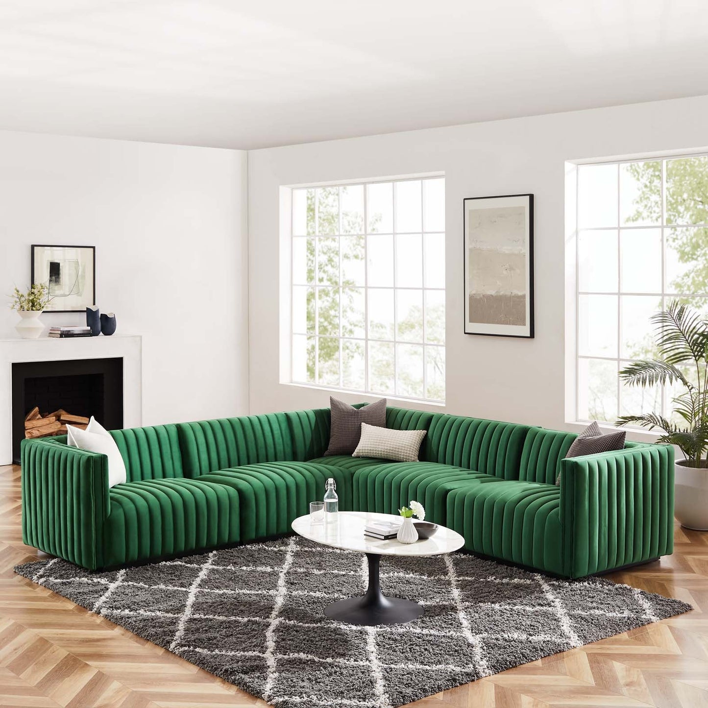 Conjure Channel Tufted Performance Velvet 5-Piece Sectional By Modway - EEI-5772 | Sectional - 25