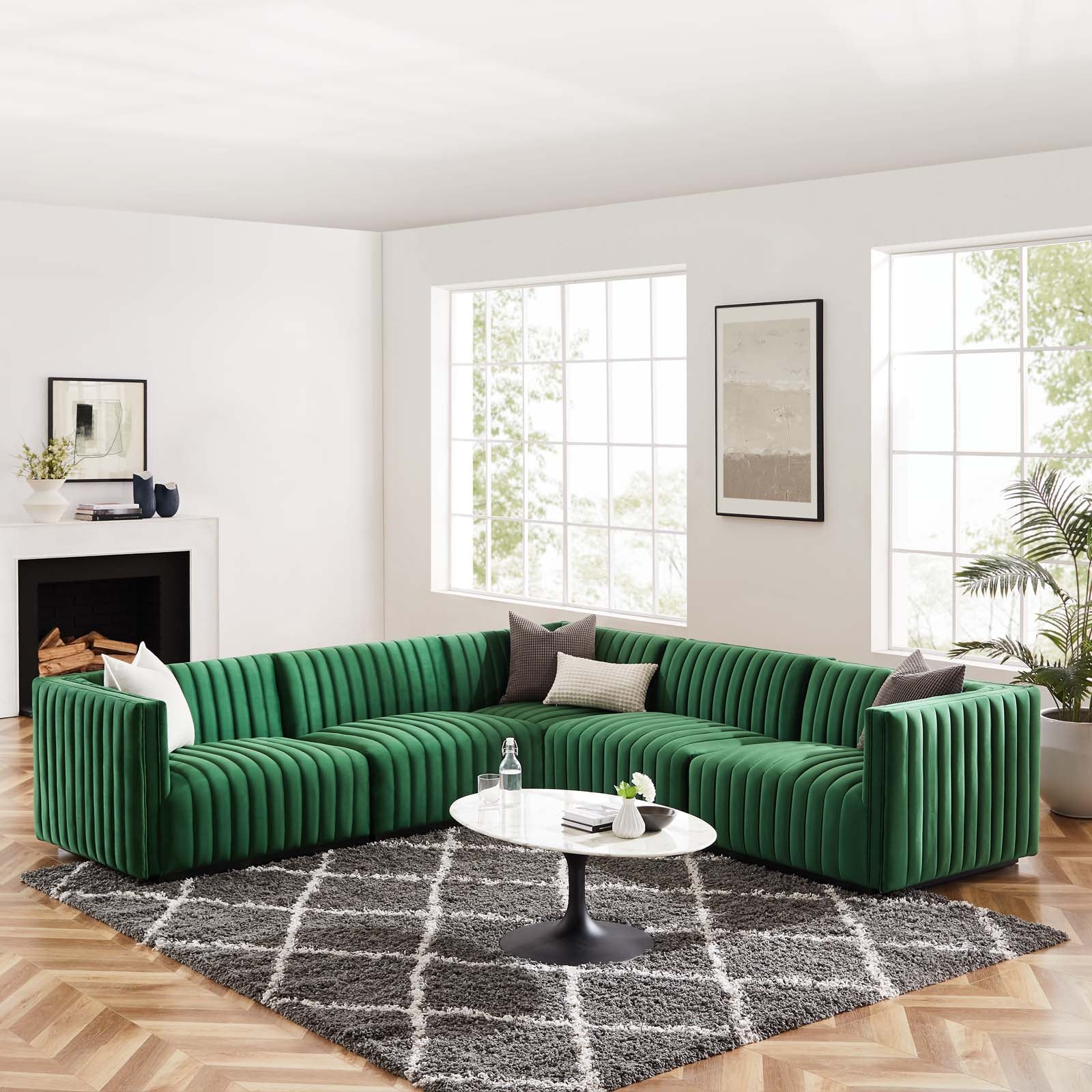 Conjure Channel Tufted Performance Velvet 5-Piece Sectional By Modway - EEI-5772 | Sectional - 25