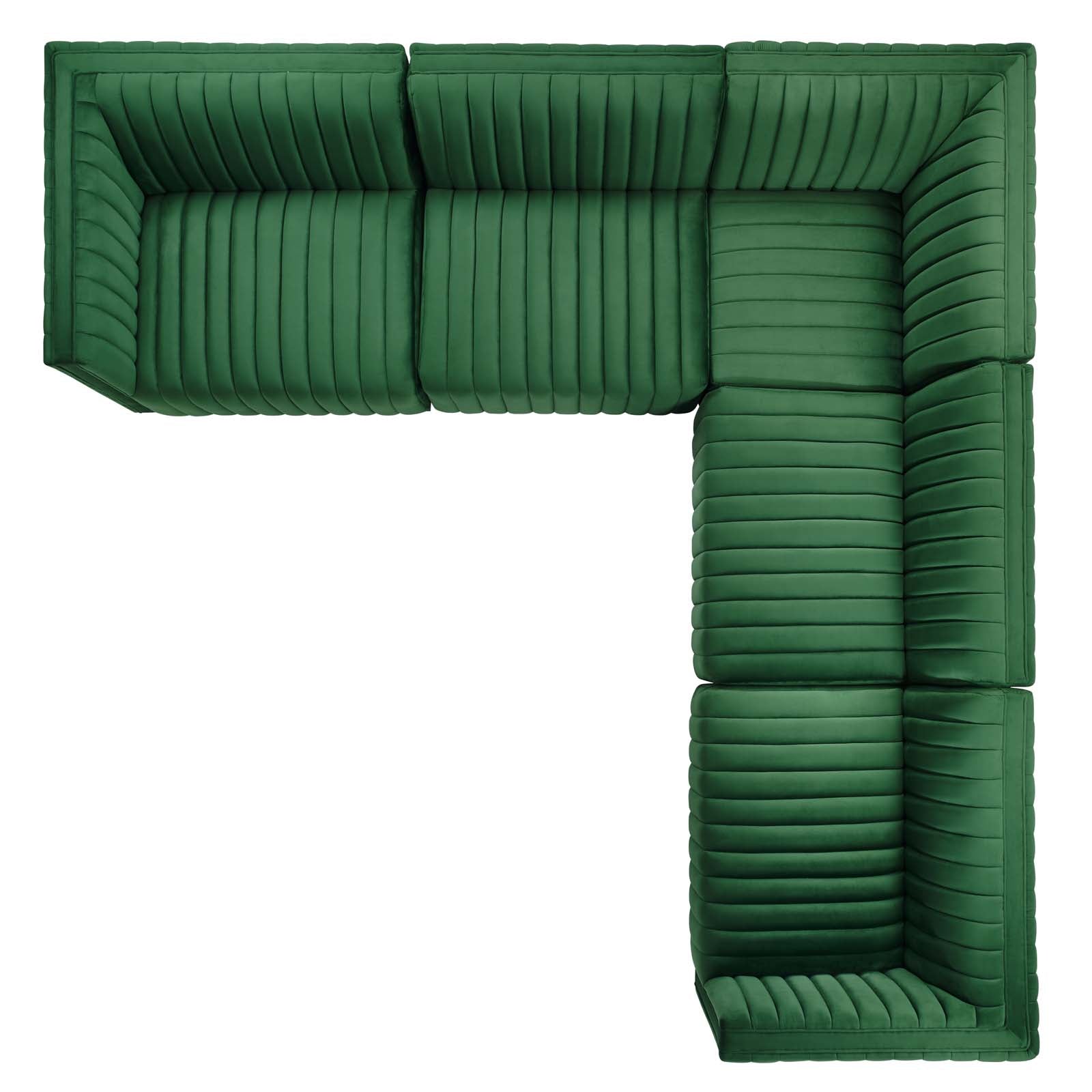 Conjure Channel Tufted Performance Velvet 5-Piece Sectional By Modway - EEI-5772 | Sectional - 26