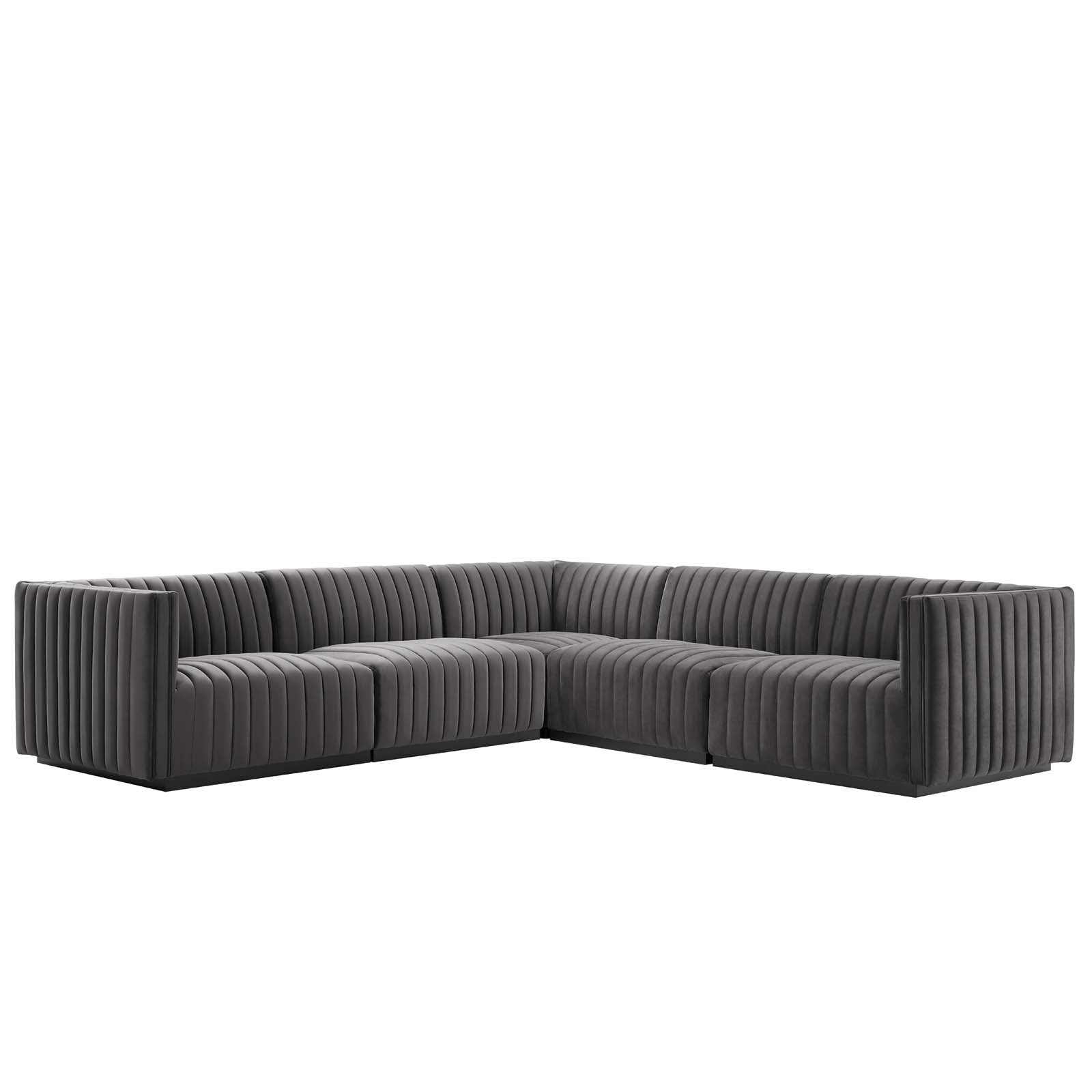 Conjure Channel Tufted Performance Velvet 5-Piece Sectional By Modway - EEI-5772 | Sectional - 33