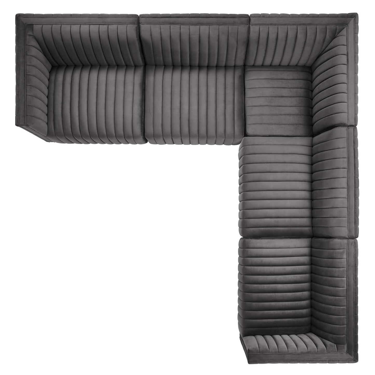 Conjure Channel Tufted Performance Velvet 5-Piece Sectional By Modway - EEI-5772 | Sectional - 42