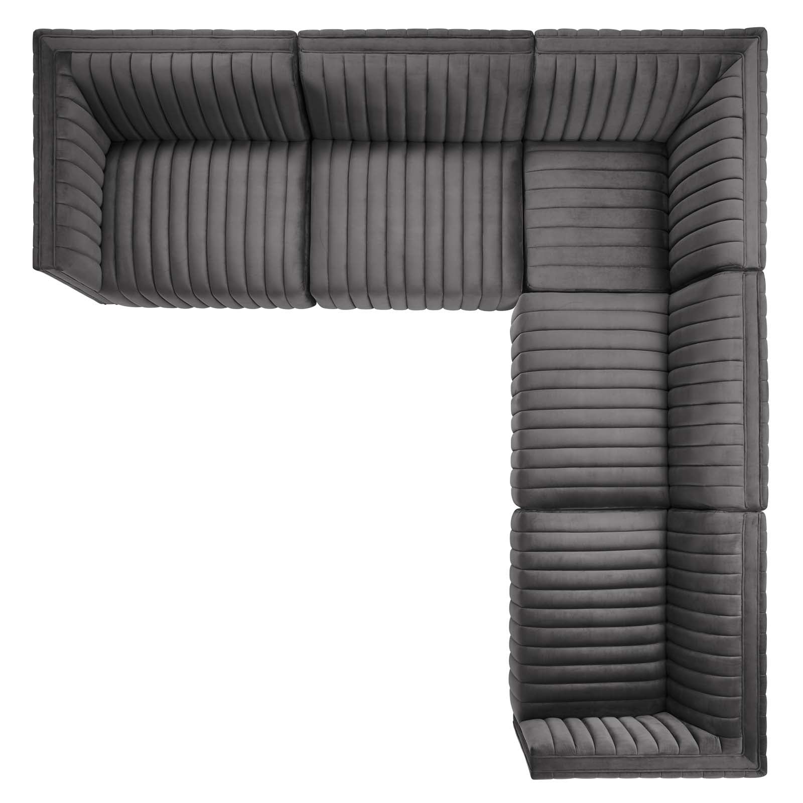 Conjure Channel Tufted Performance Velvet 5-Piece Sectional By Modway - EEI-5772 | Sectional - 42