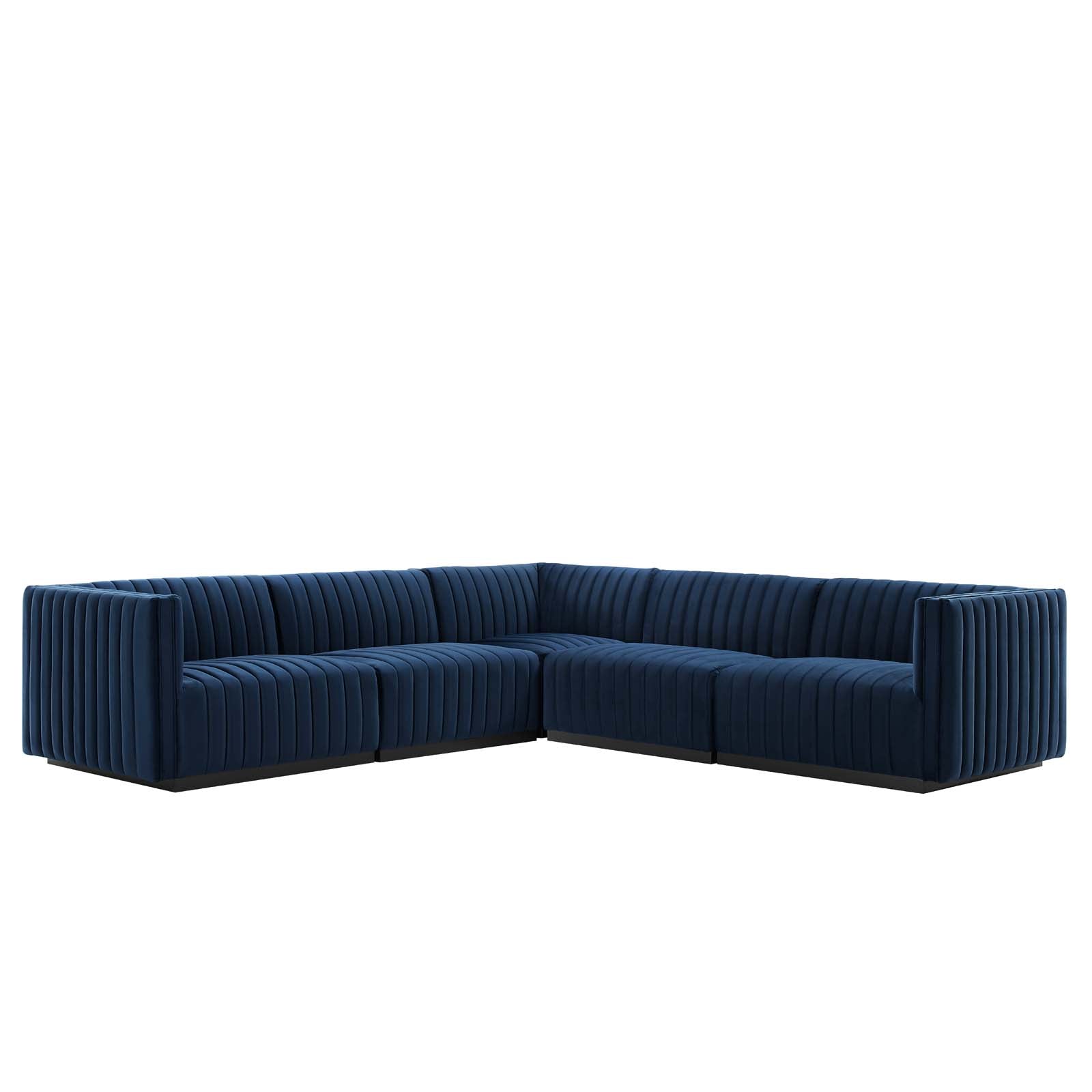 Conjure Channel Tufted Performance Velvet 5-Piece Sectional By Modway - EEI-5772 | Sectional - 49