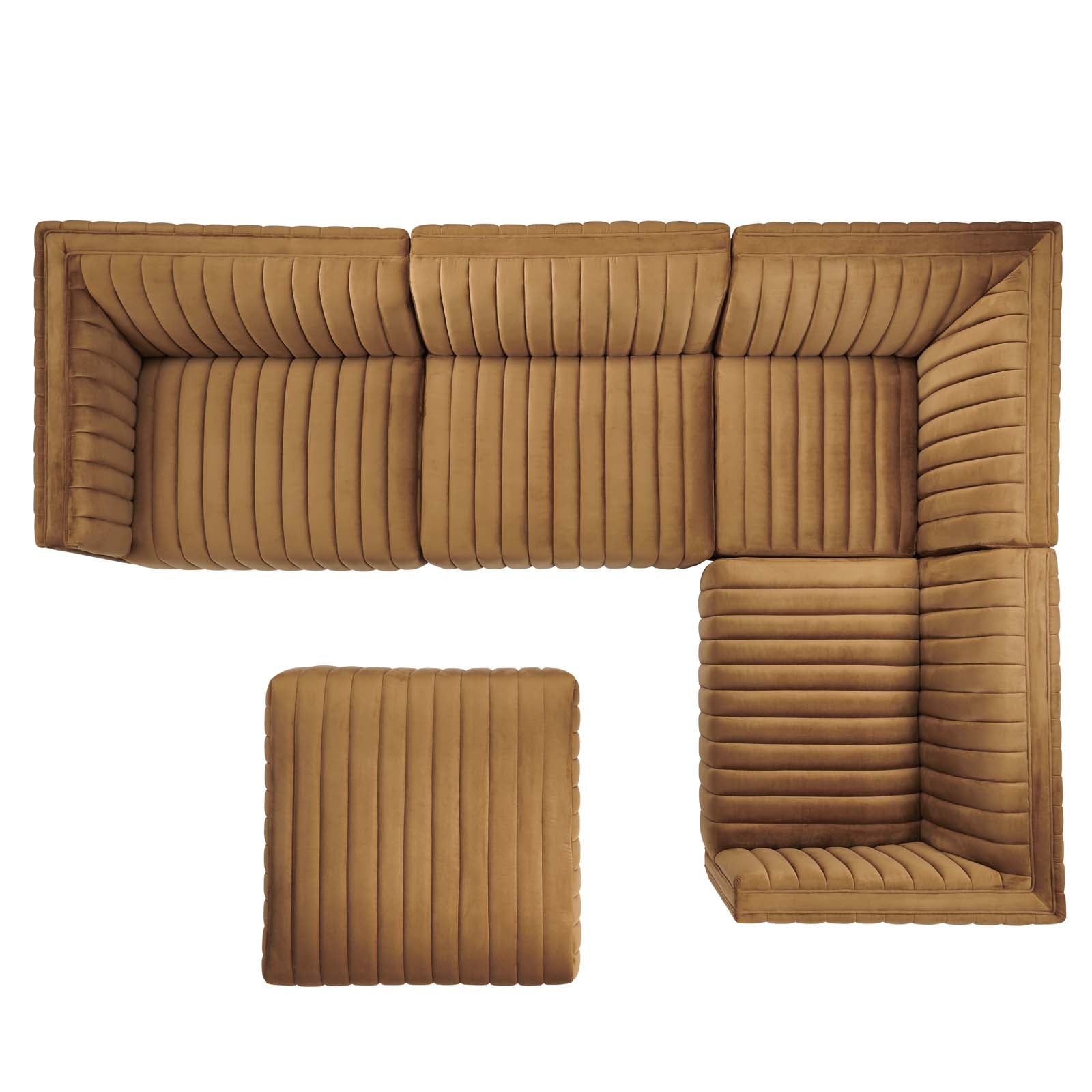 Conjure Channel Tufted Performance Velvet 5-Piece Sectional By Modway - EEI-5774 | Sectional - 10
