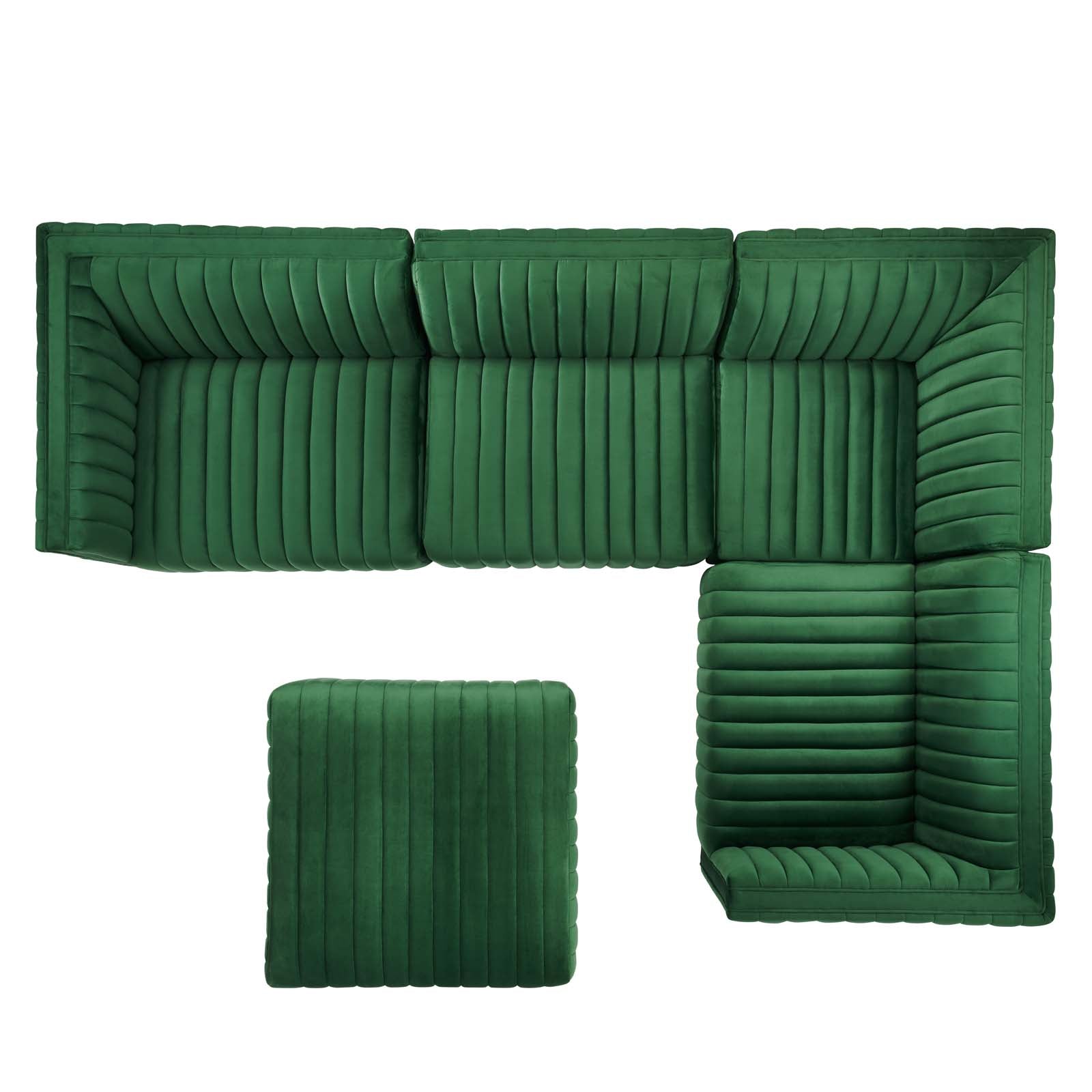 Conjure Channel Tufted Performance Velvet 5-Piece Sectional By Modway - EEI-5774 | Sectional - 26