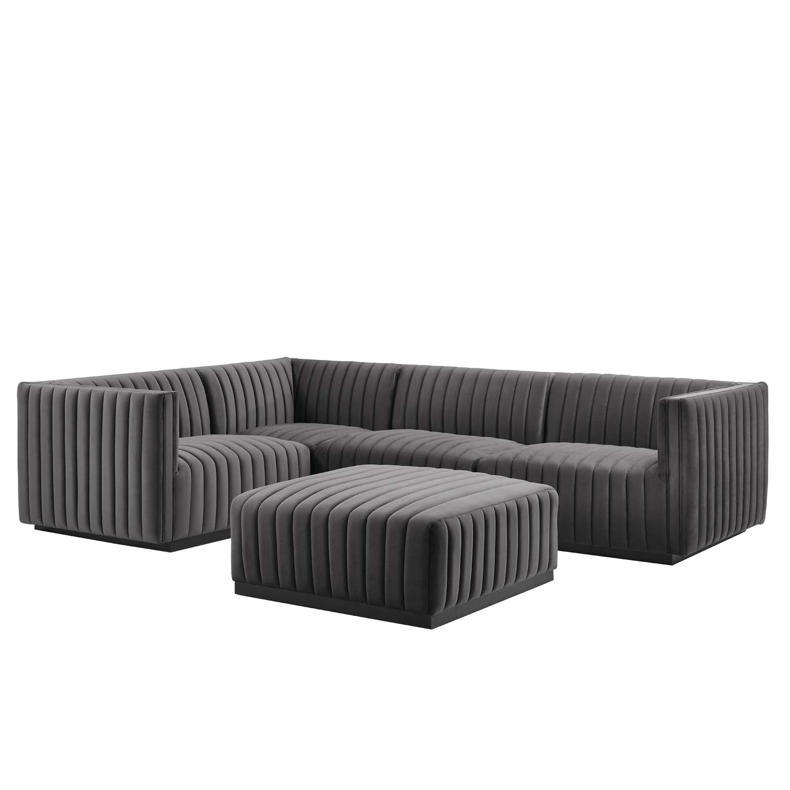 Conjure Channel Tufted Performance Velvet 5-Piece Sectional By Modway - EEI-5774 | Sectional - 33