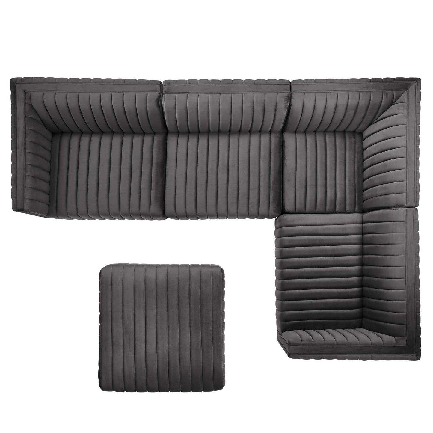 Conjure Channel Tufted Performance Velvet 5-Piece Sectional By Modway - EEI-5774 | Sectional - 42