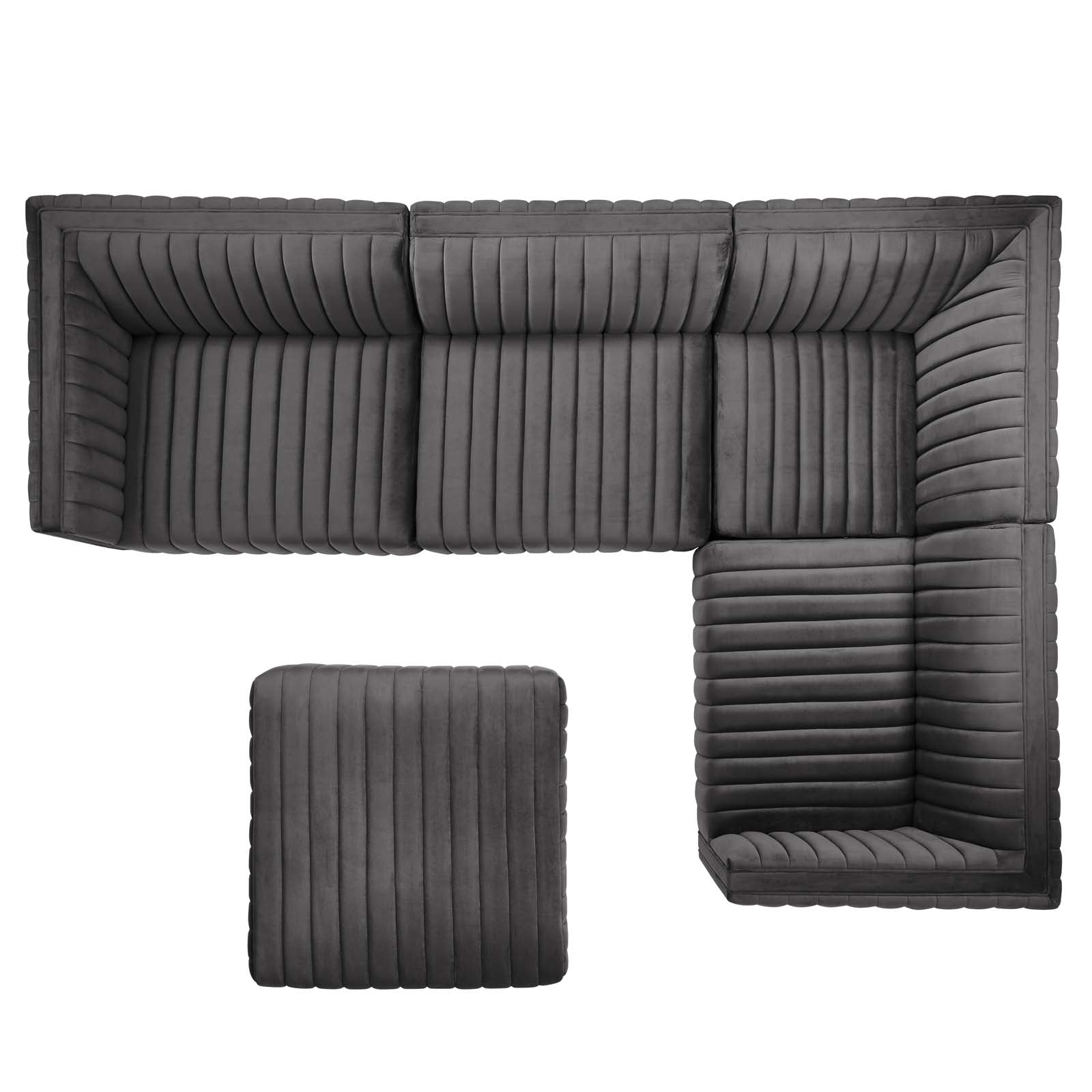 Conjure Channel Tufted Performance Velvet 5-Piece Sectional By Modway - EEI-5774 | Sectional - 42