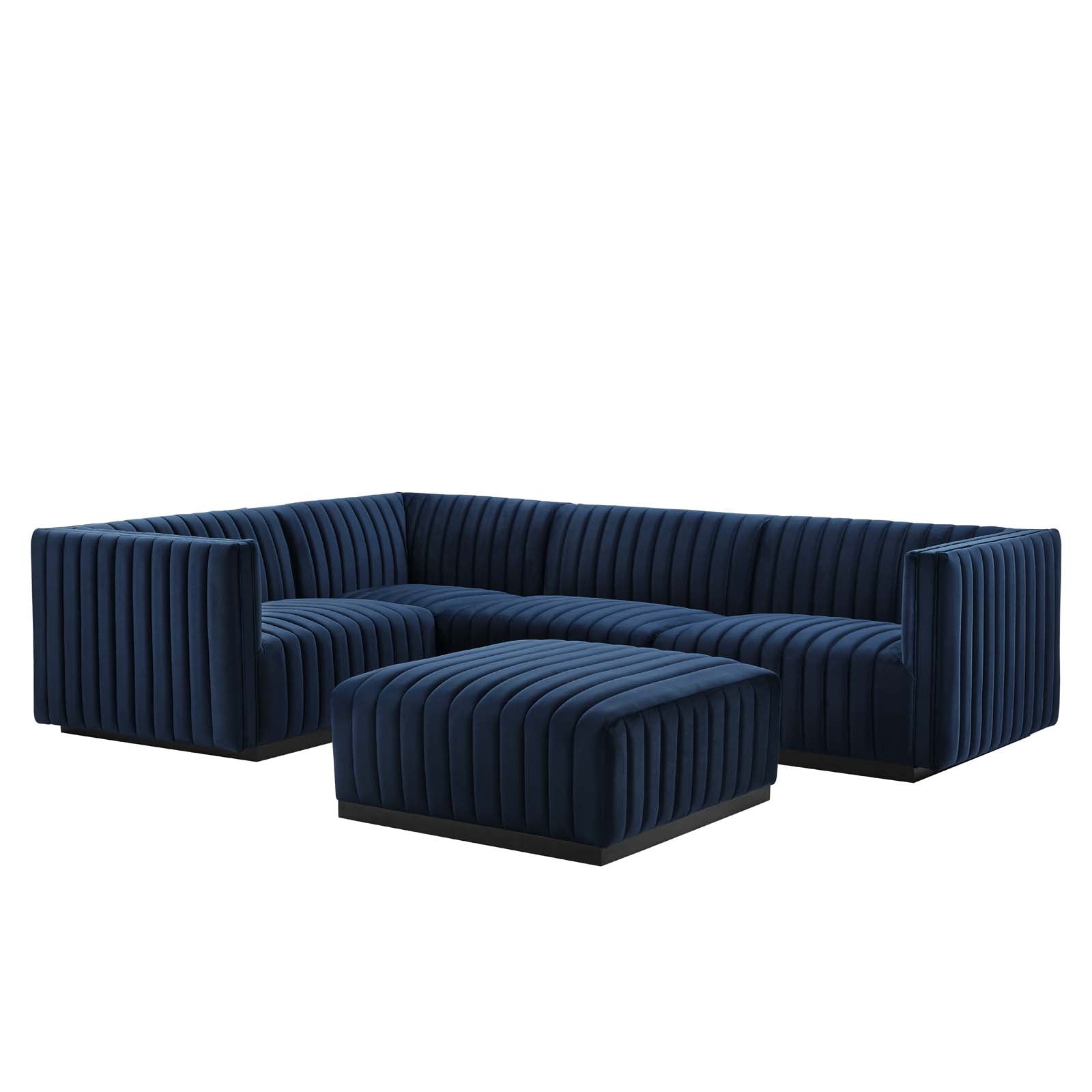Conjure Channel Tufted Performance Velvet 5-Piece Sectional By Modway - EEI-5774 | Sectional - 49