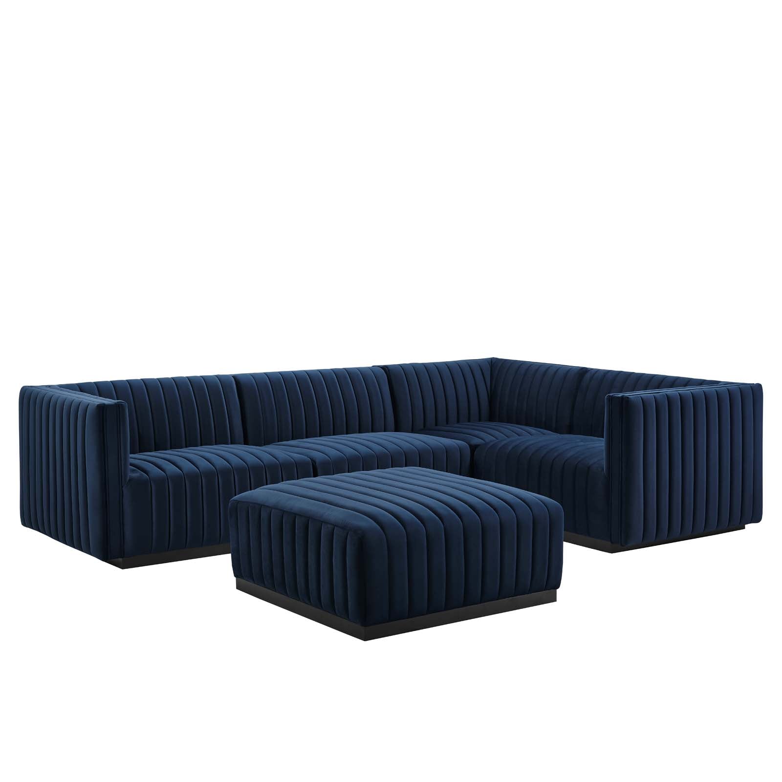 Conjure Channel Tufted Performance Velvet 5-Piece Sectional By Modway - EEI-5775 | Sectional - 49