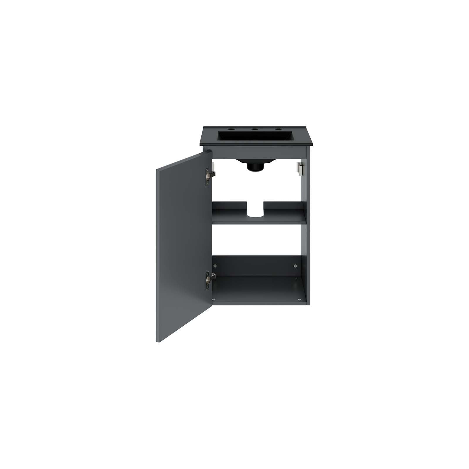 Bryn 18" Wall-Mount Bathroom Vanity By Modway - EEI-5776-GRY-BLK | Bathroom Accessories |  Modishstore - 4