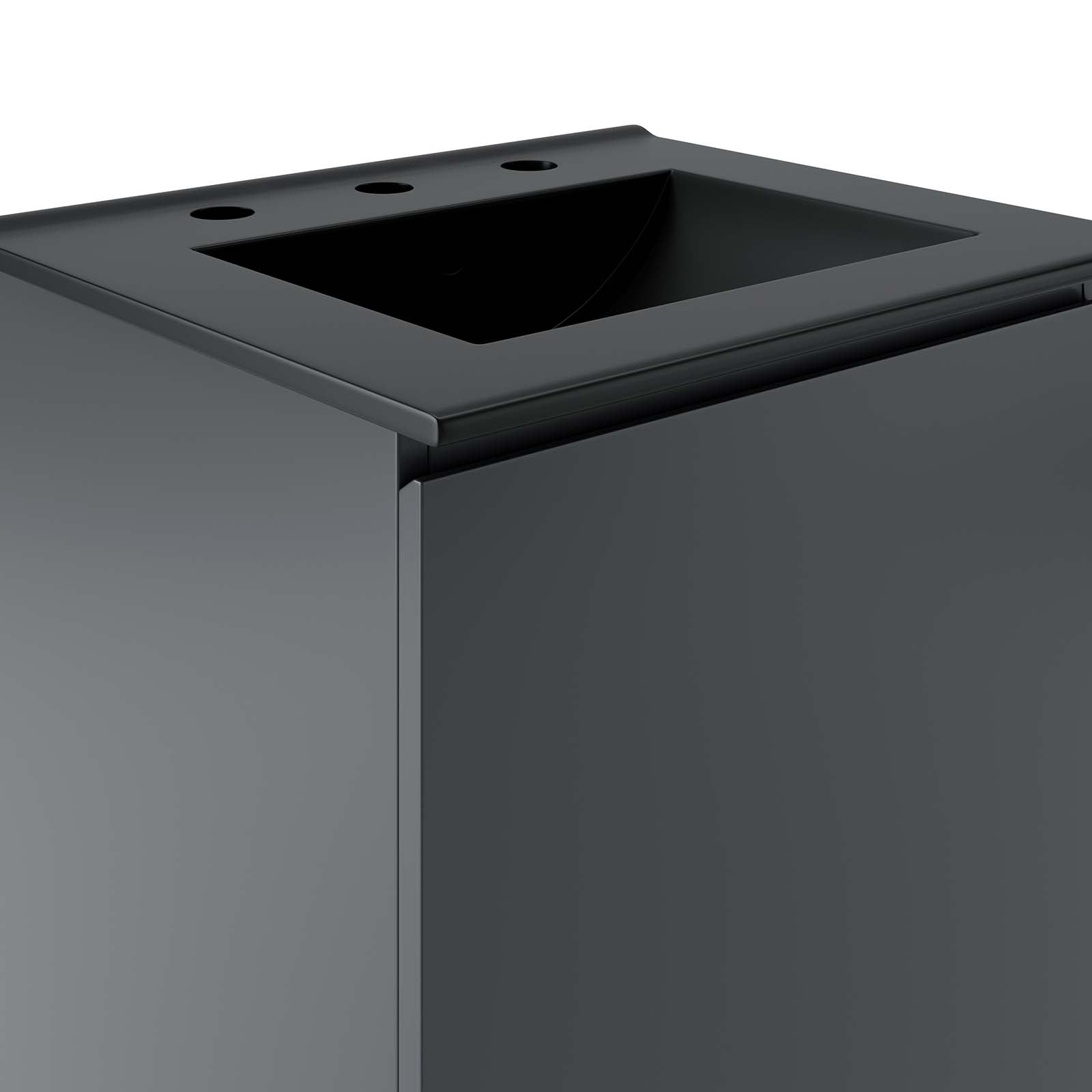 Bryn 18" Wall-Mount Bathroom Vanity By Modway - EEI-5776-GRY-BLK | Bathroom Accessories |  Modishstore - 7