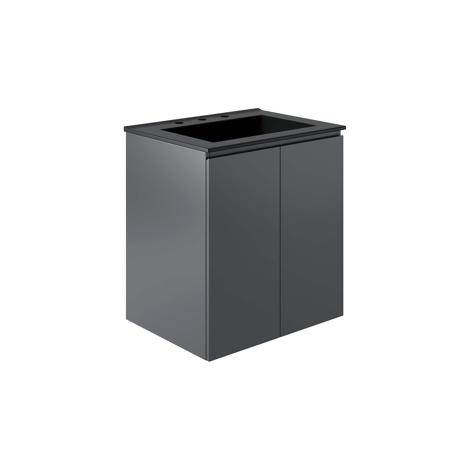 Bryn 24" Wall-Mount Bathroom Vanity By Modway - EEI-5777-GRY-BLK | Bathroom Accessories |  Modishstore - 2