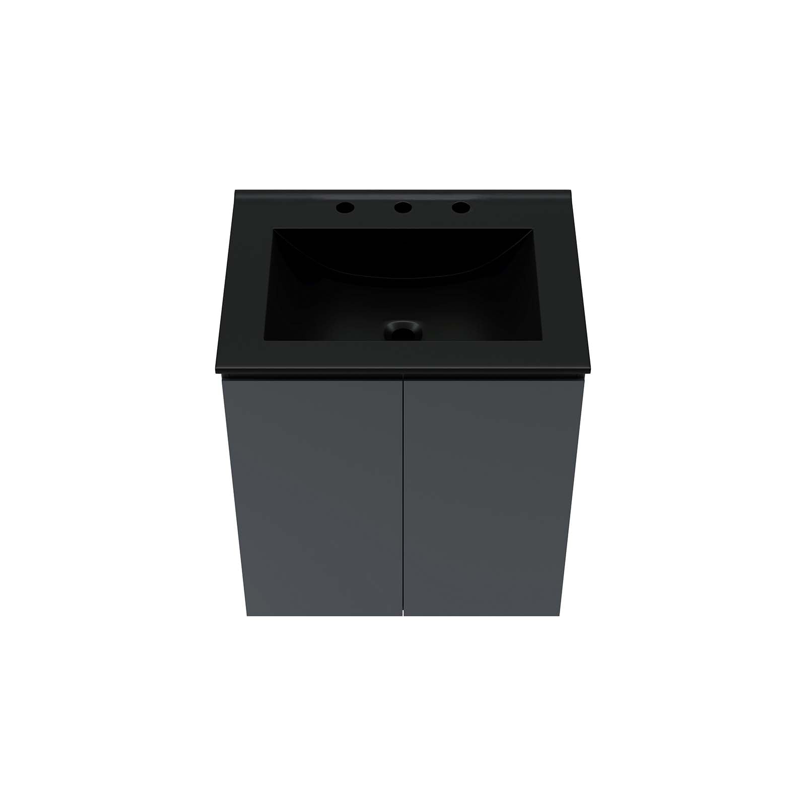 Bryn 24" Wall-Mount Bathroom Vanity By Modway - EEI-5777-GRY-BLK | Bathroom Accessories |  Modishstore - 5