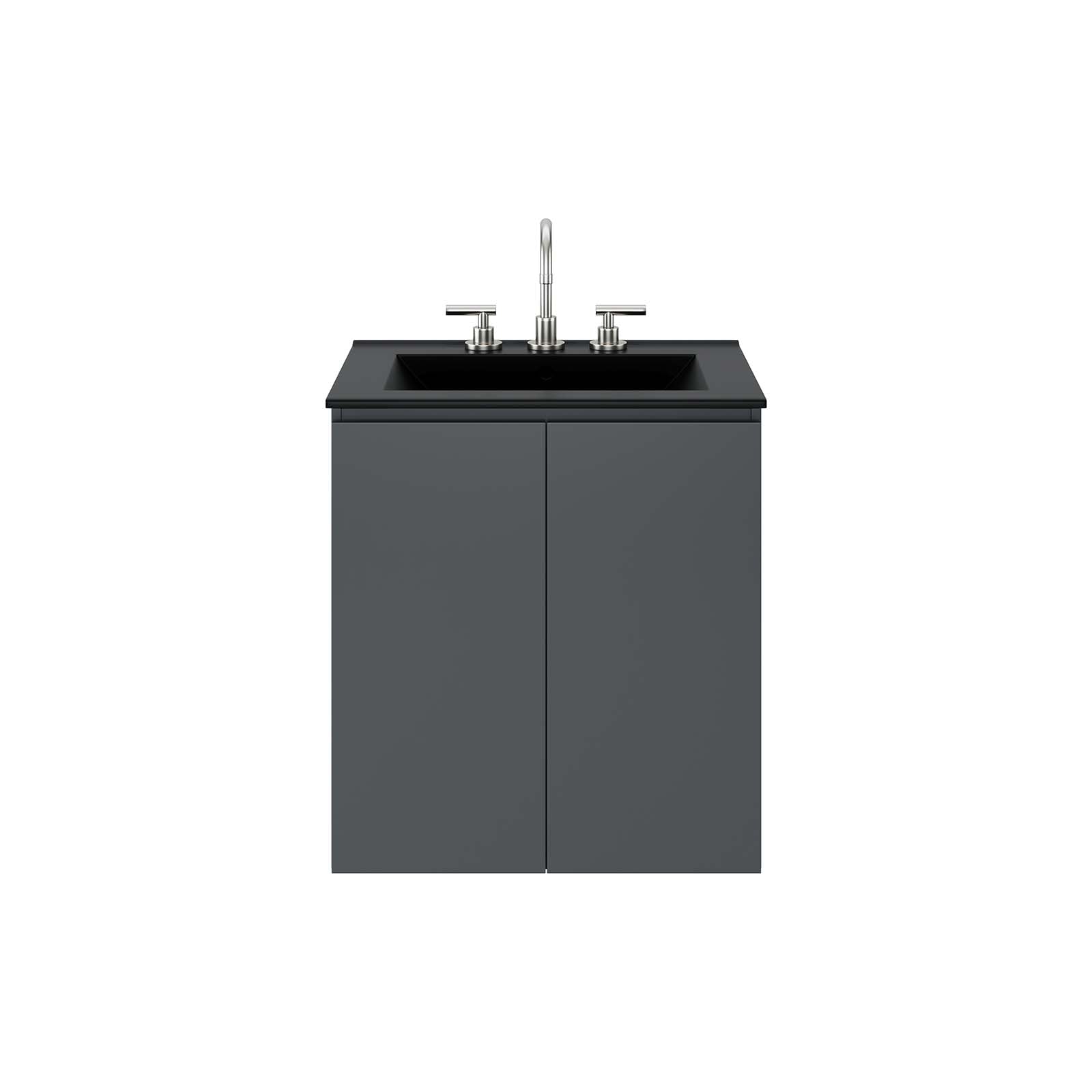 Bryn 24" Wall-Mount Bathroom Vanity By Modway - EEI-5777-GRY-BLK | Bathroom Accessories |  Modishstore - 6
