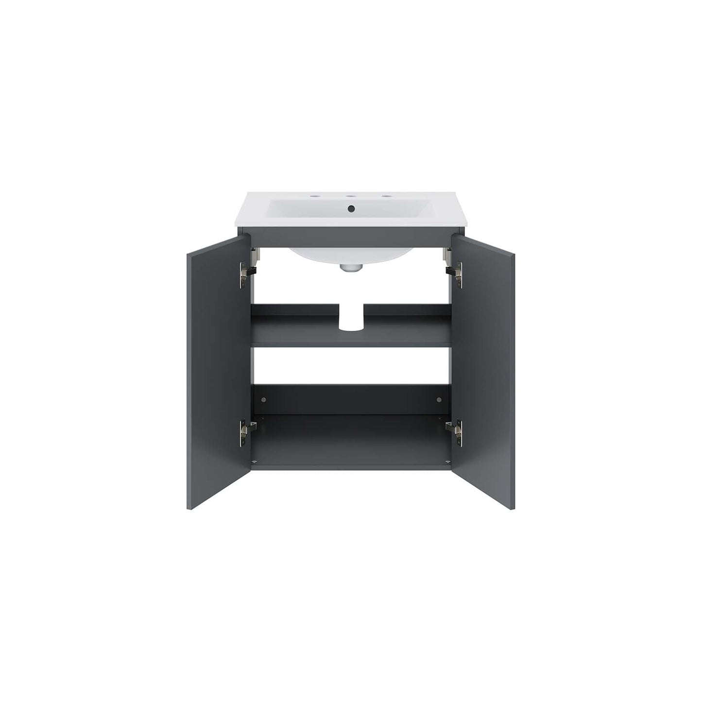 Bryn 24" Wall-Mount Bathroom Vanity By Modway - EEI-5777-GRY-BLK | Bathroom Accessories |  Modishstore - 11