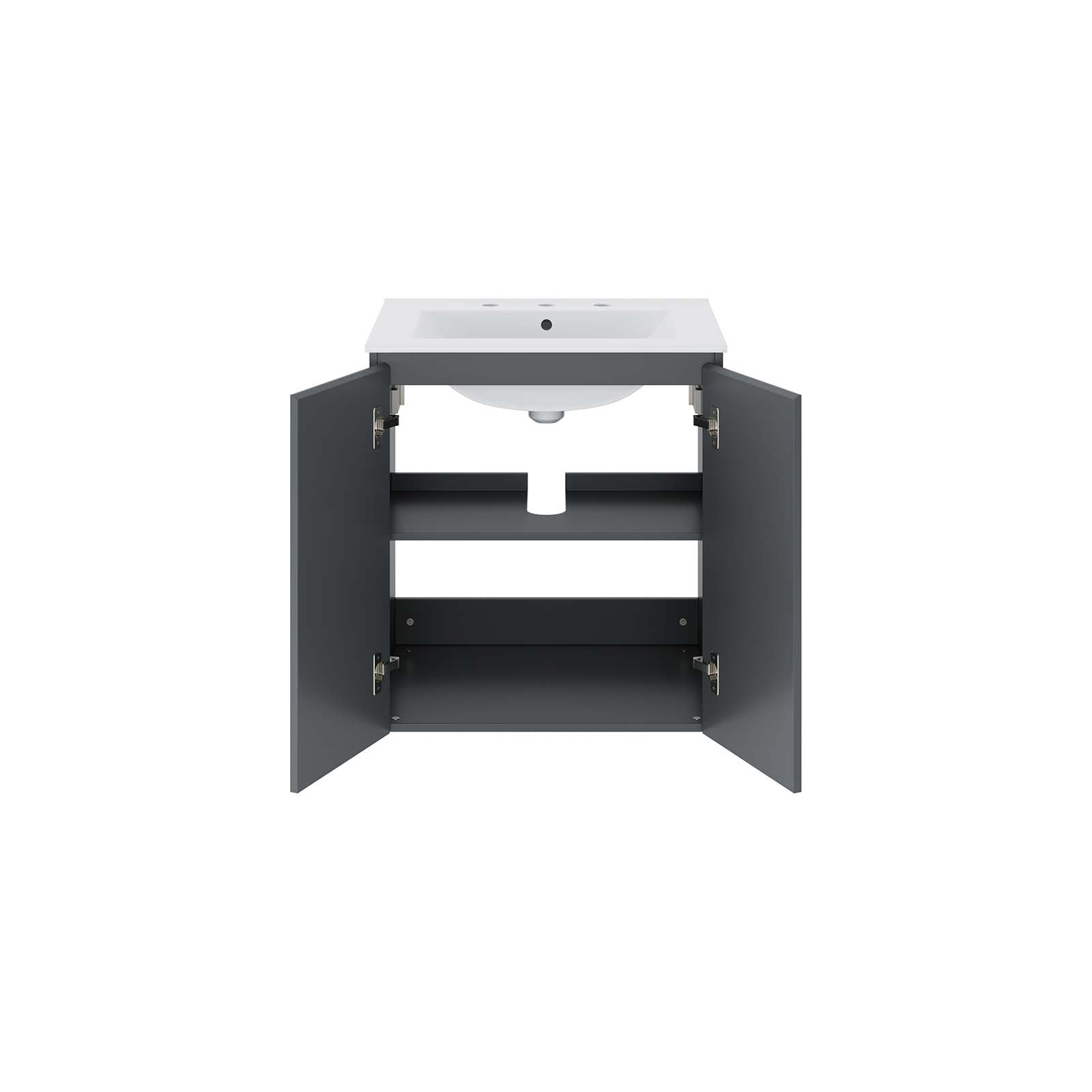 Bryn 24" Wall-Mount Bathroom Vanity By Modway - EEI-5777-GRY-BLK | Bathroom Accessories |  Modishstore - 11