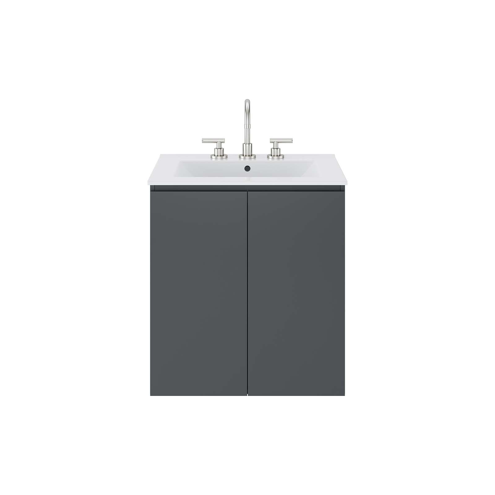Bryn 24" Wall-Mount Bathroom Vanity By Modway - EEI-5777-GRY-BLK | Bathroom Accessories |  Modishstore - 13