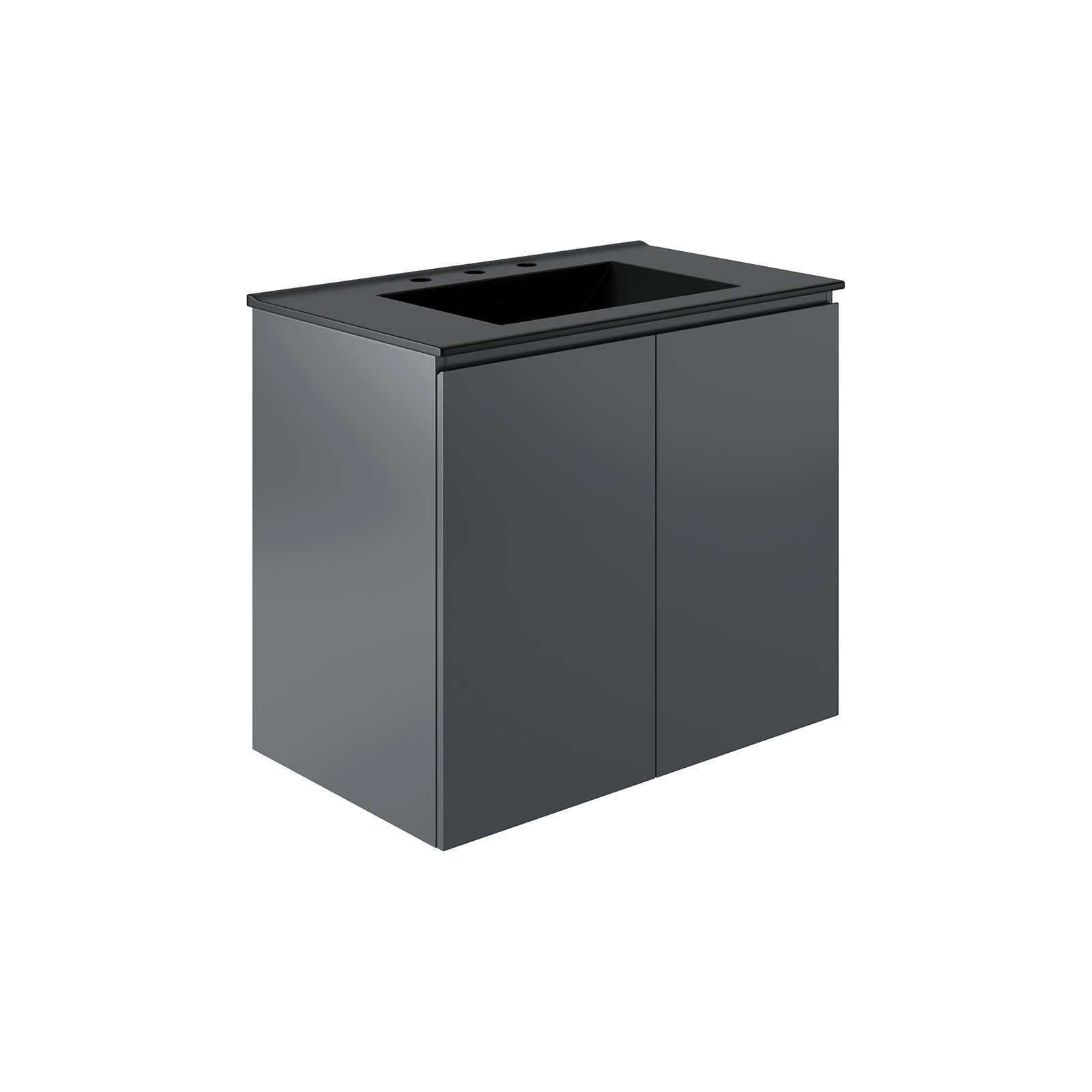 Bryn 30" Wall-Mount Bathroom Vanity By Modway - EEI-5778-GRY-BLK | Bathroom Accessories |  Modishstore - 2